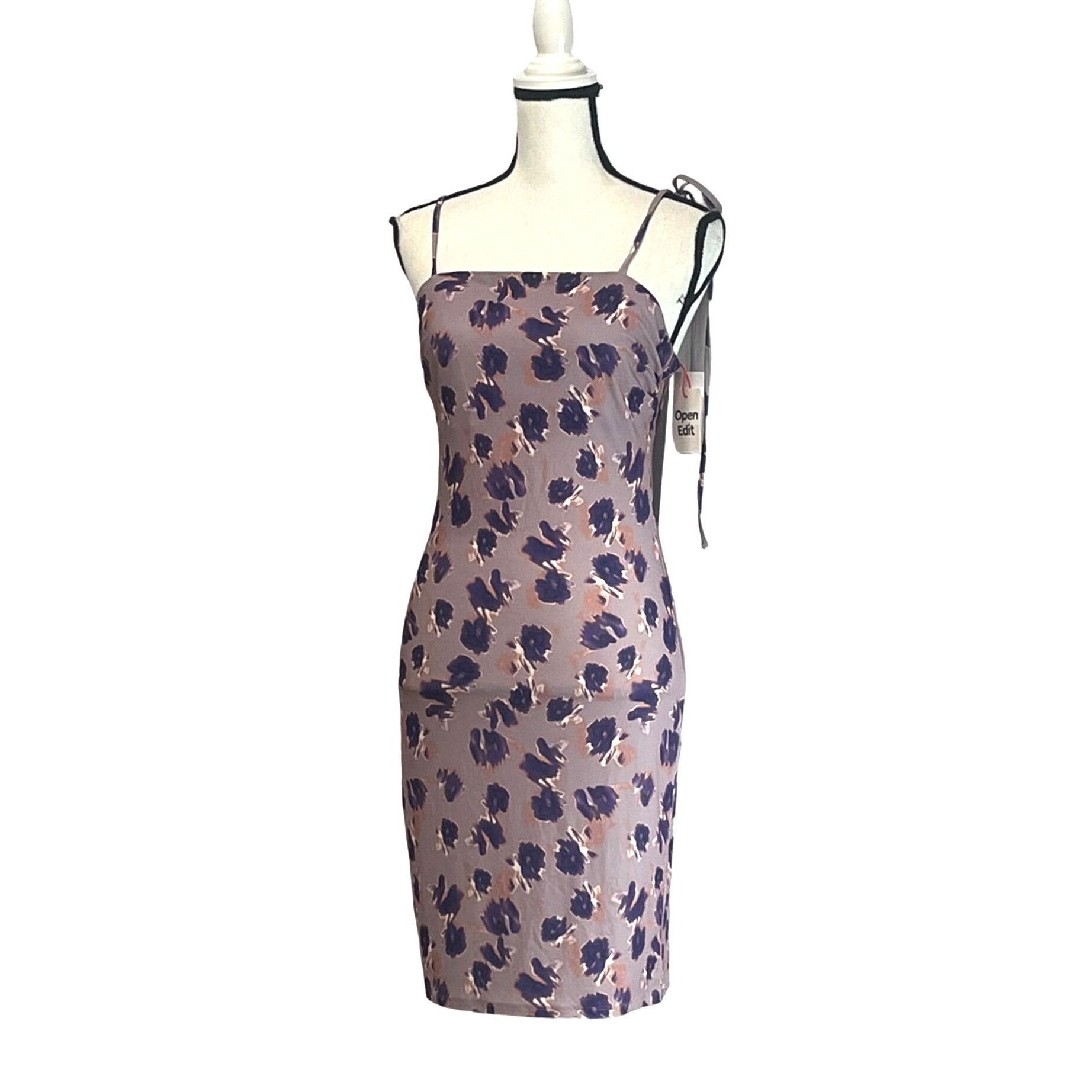 Other Open Edit Tie Shoulder Minidress In Purple- Pink Ash Blur Fl Size L / US 10 / IT 46 - 3 Thumbnail
