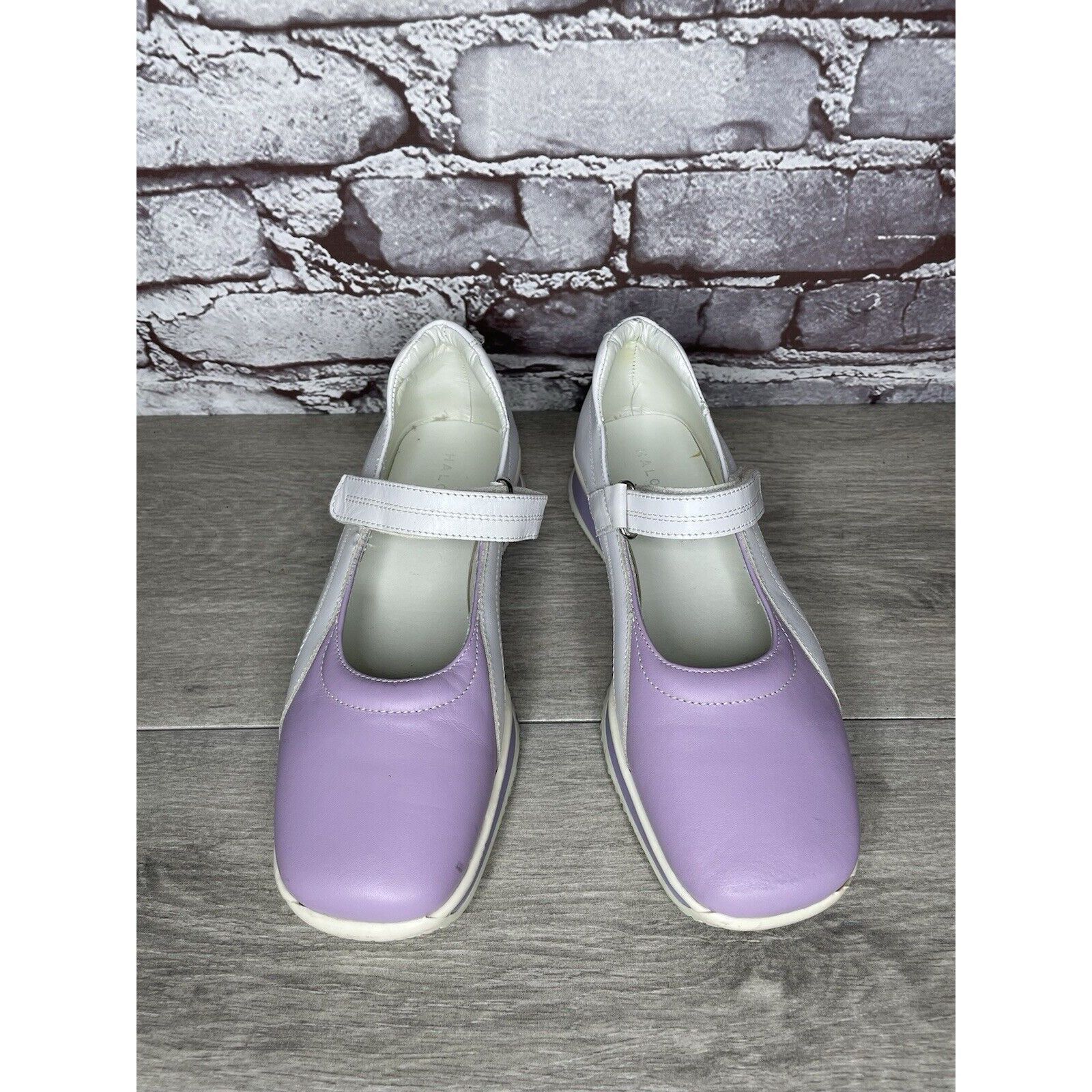 Other Halogen Purple Leather White MaryJane Strap Wedge Comfort Sh Size US 6 / IT 36 - 23 Thumbnail