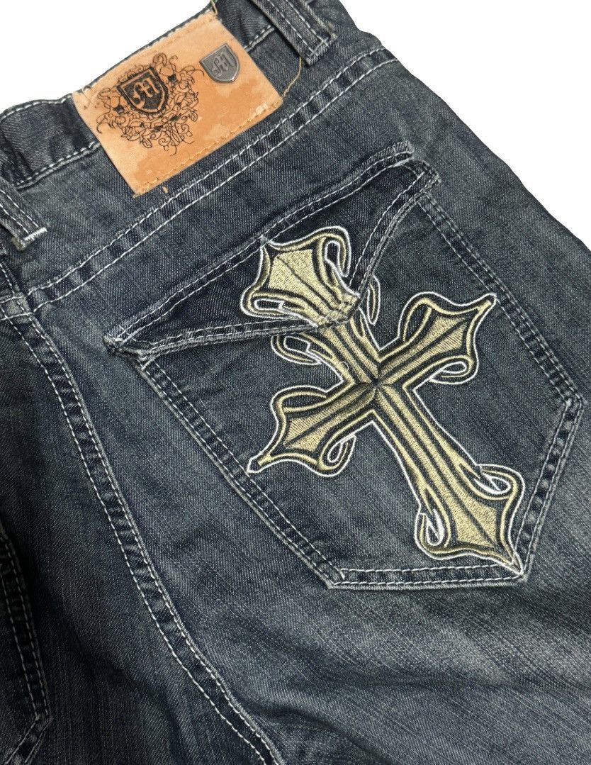 Other Y2K Embroidered Cross Jeans Size US 34 / EU 50 - 2 Thumbnail