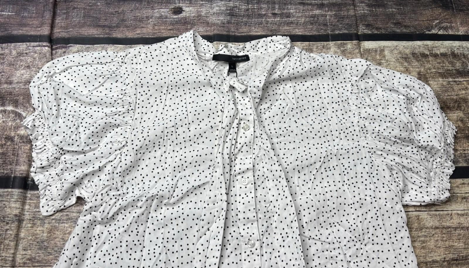 Harve Benard Harve Benard Top Womens Large Rayon White Black Dots Tie Size L / US 10 / IT 46 - 4 Thumbnail