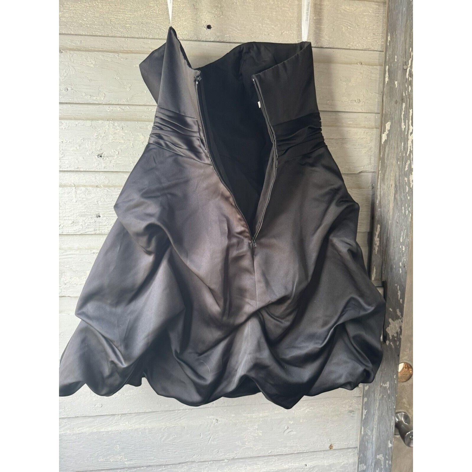 Other David’s Bridal Style 84091 Black Bubble Tack Satin Strapless Size L / US 10 / IT 46 - 5 Thumbnail