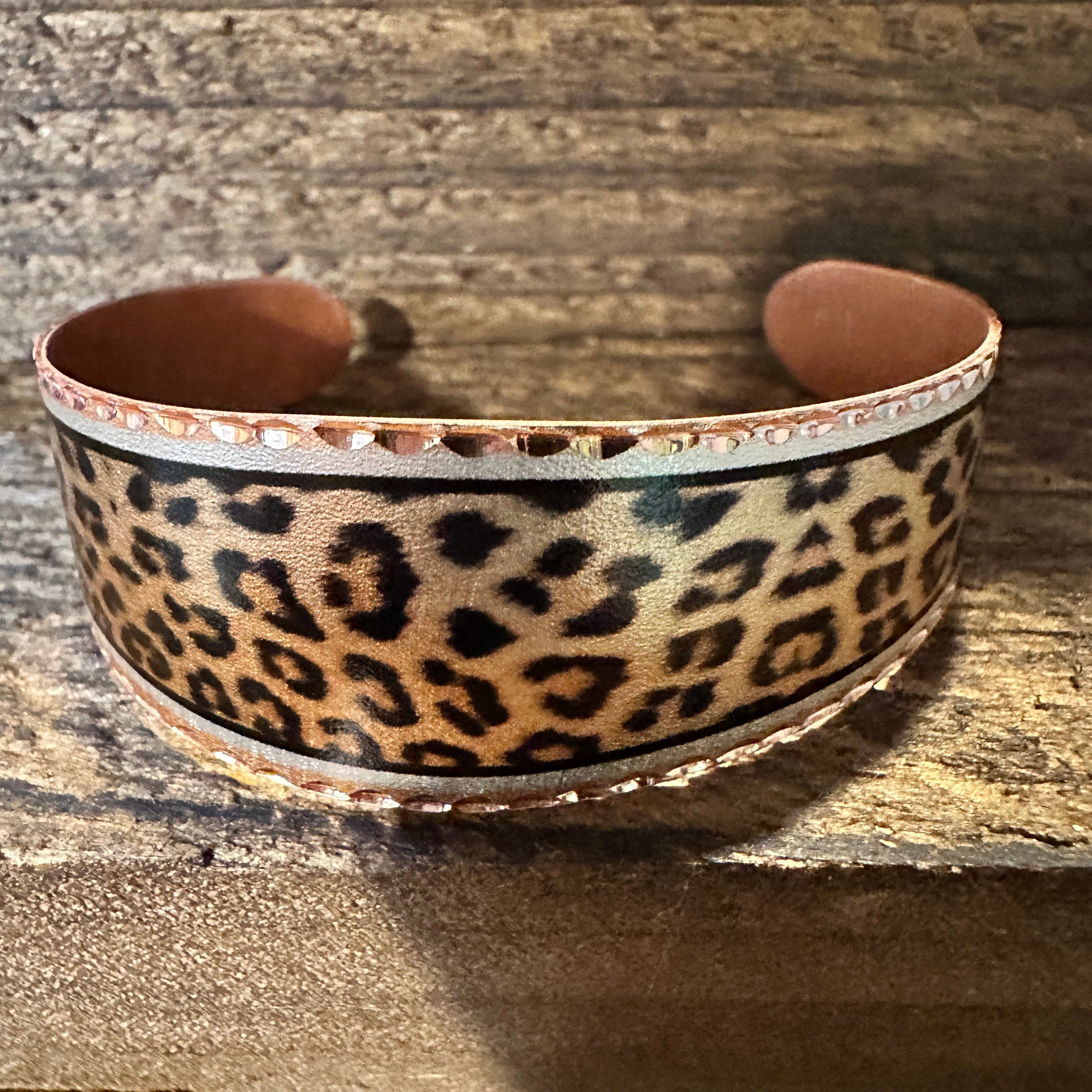 Other Handmade Boho Copper Wide Cuff Bracelet, Diamond Cut Leopard Size ONE SIZE - 4 Thumbnail