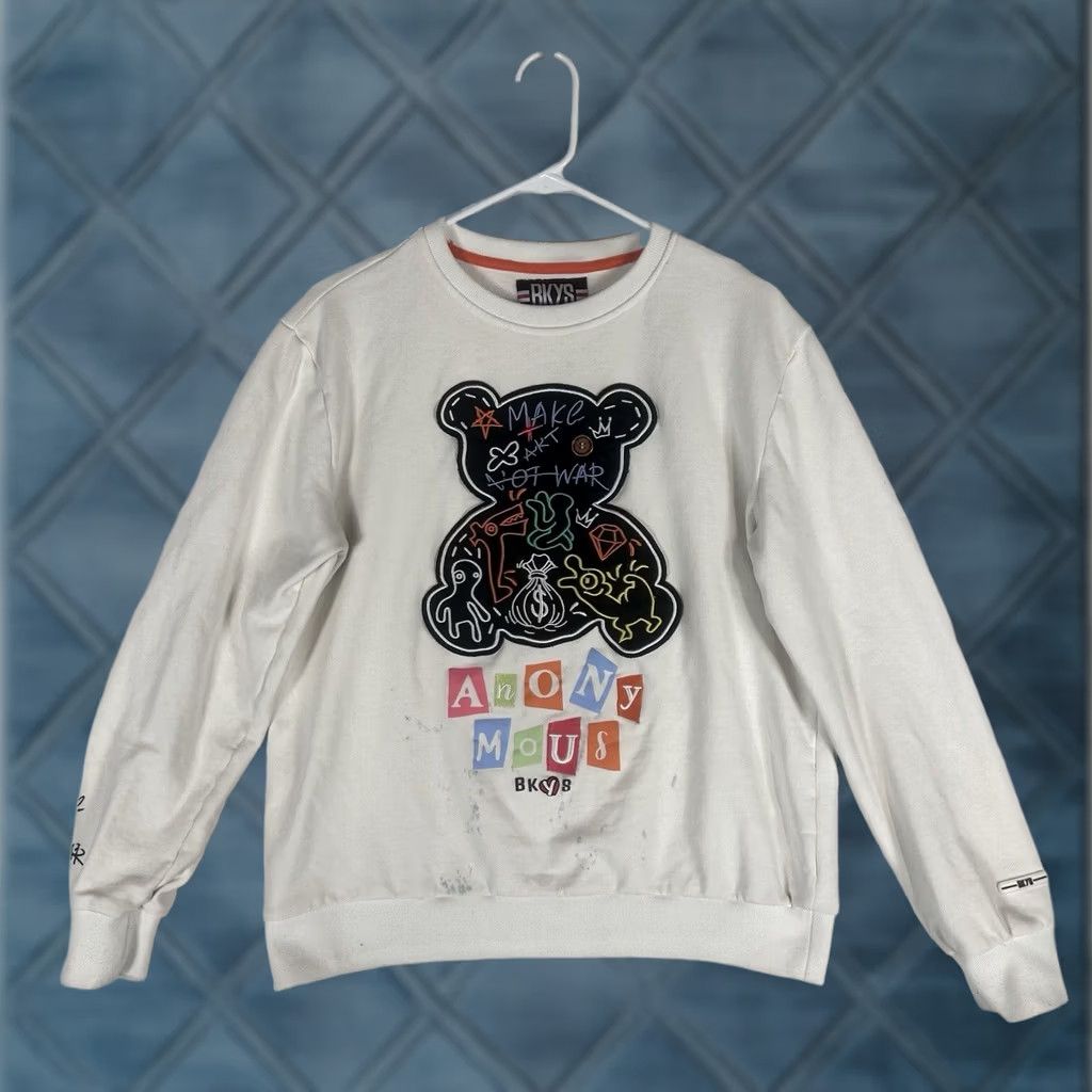Vintage VINTAGE BKYS Embroidered Sweatshirt Mens M White Stained Graphic Print Embroidered Bunny L/S Crew Neck Pullover 100% Cotton Size US M / EU 48-50 / 2 - 1 Thumbnail