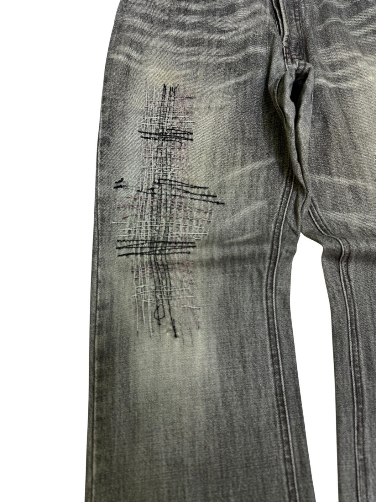 Japanese Brand Flare Mossimo Grey Distressed Pant Y2K Workwear Grunge Style Size US 30 / EU 46 - 7 Thumbnail