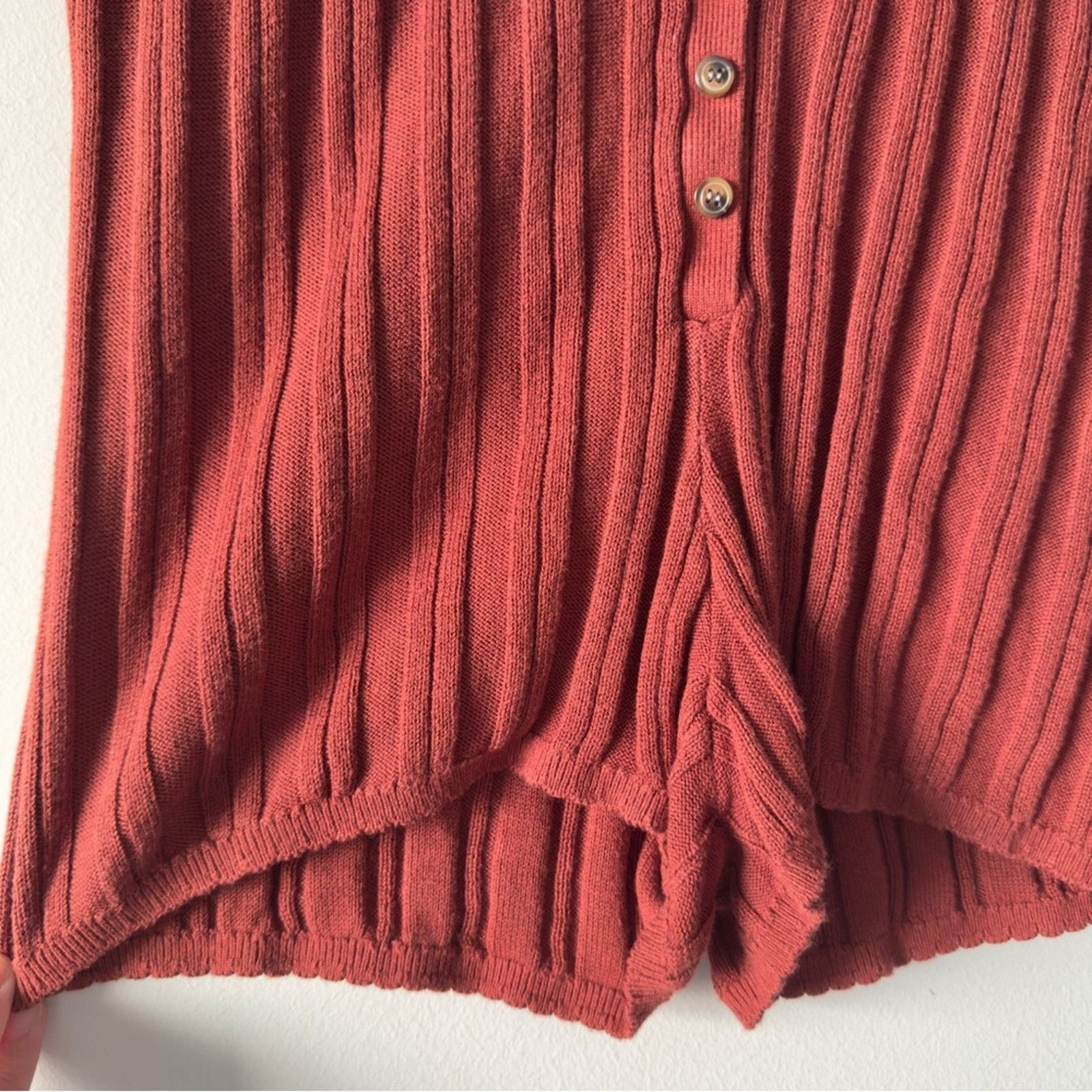Anthropologie Anthropologie Ribbed Button-Up Shorts Rust cotton blend S Size 27" / US 4 / IT 40 - 6 Thumbnail