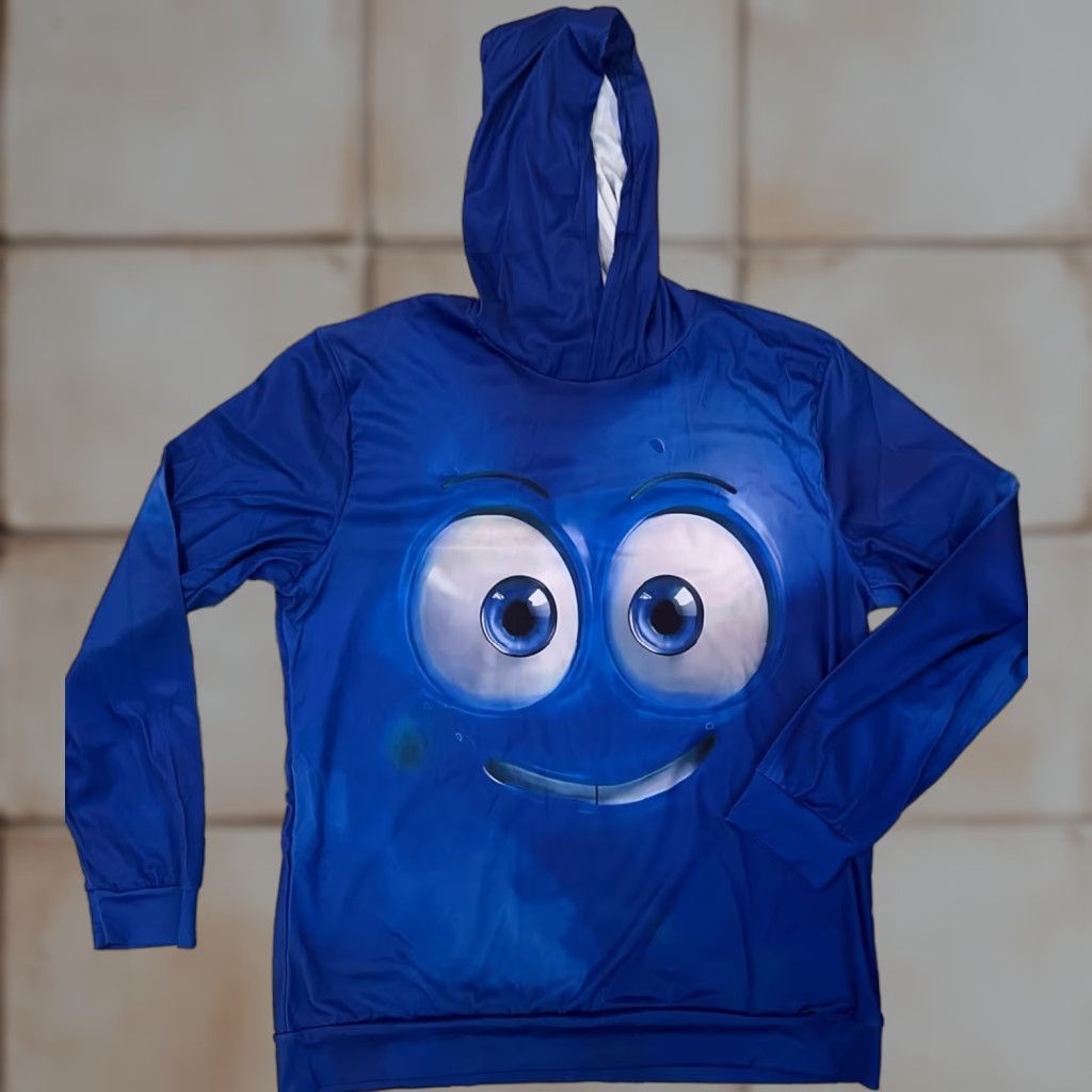 X-LARGE Smiley Blue Hoodie Mens X-Large All Over Print Pullover Street Wear XL 48” Chest Size US XL / EU 56 / 4 - 1 Thumbnail