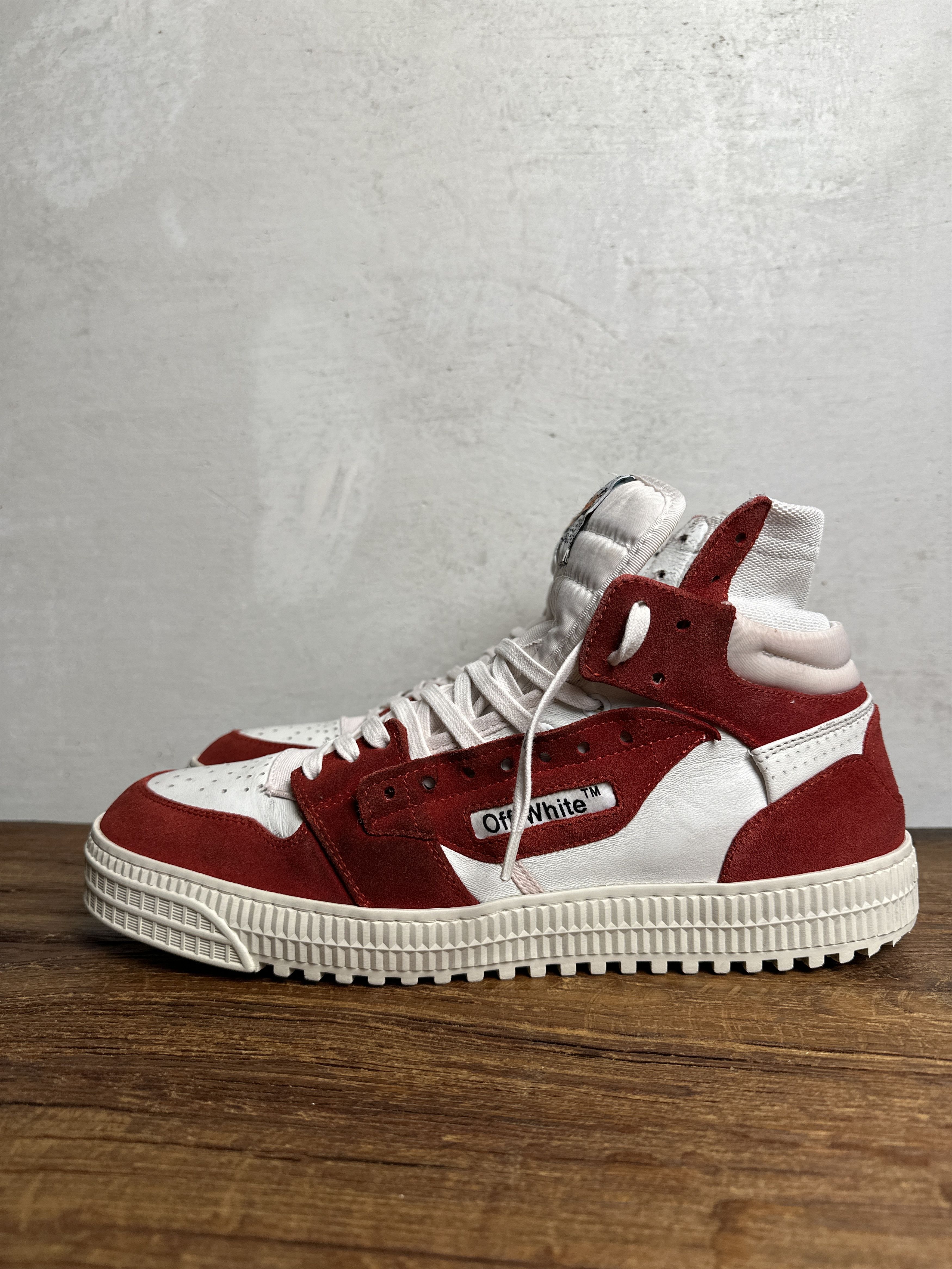 Off-White Off-White Off-Court 3.0 Red White Suede High-Top Shoes Size US 11 / EU 44 - 3 Thumbnail