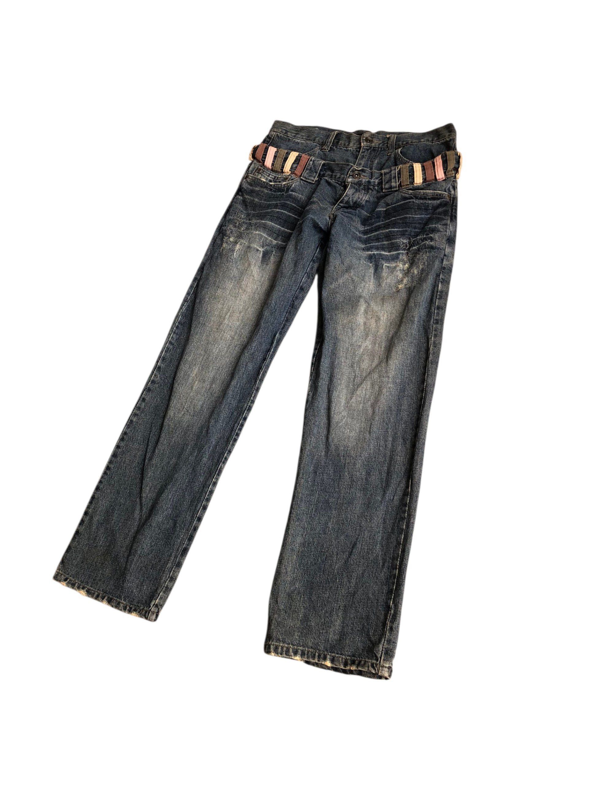 If Six Was Nine 2000s Double Waist Fading Jeans Vkei style Y2k Japanese Size US 30 / EU 46 - 5 Thumbnail