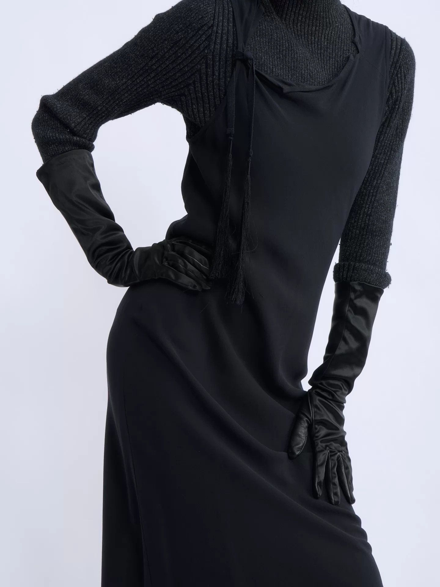 Ann Demeulemeester ANN DEMEULEMEESTER 00s Tassel Strap Silk Chiffon Dress Size XS / US 0-2 / IT 36-38 - 1 Thumbnail