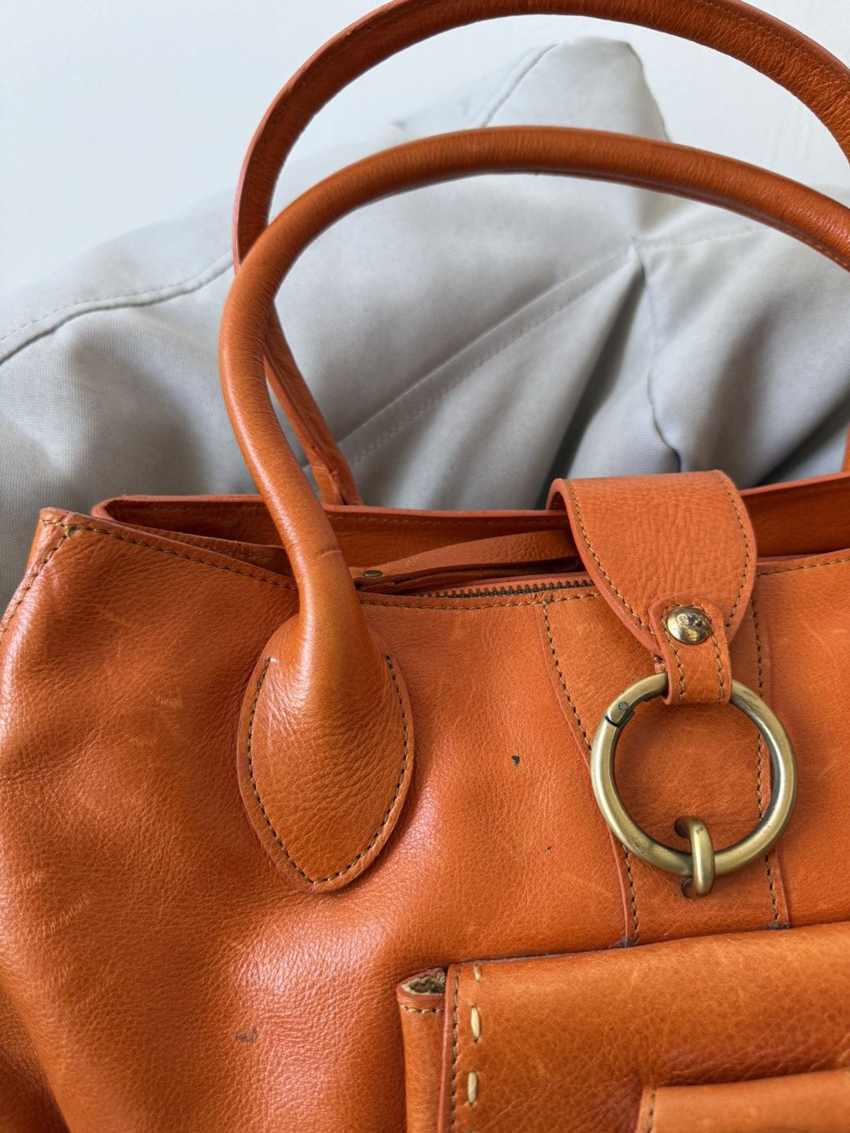 Tod’s Orange Leather Satchel Tote Handbag