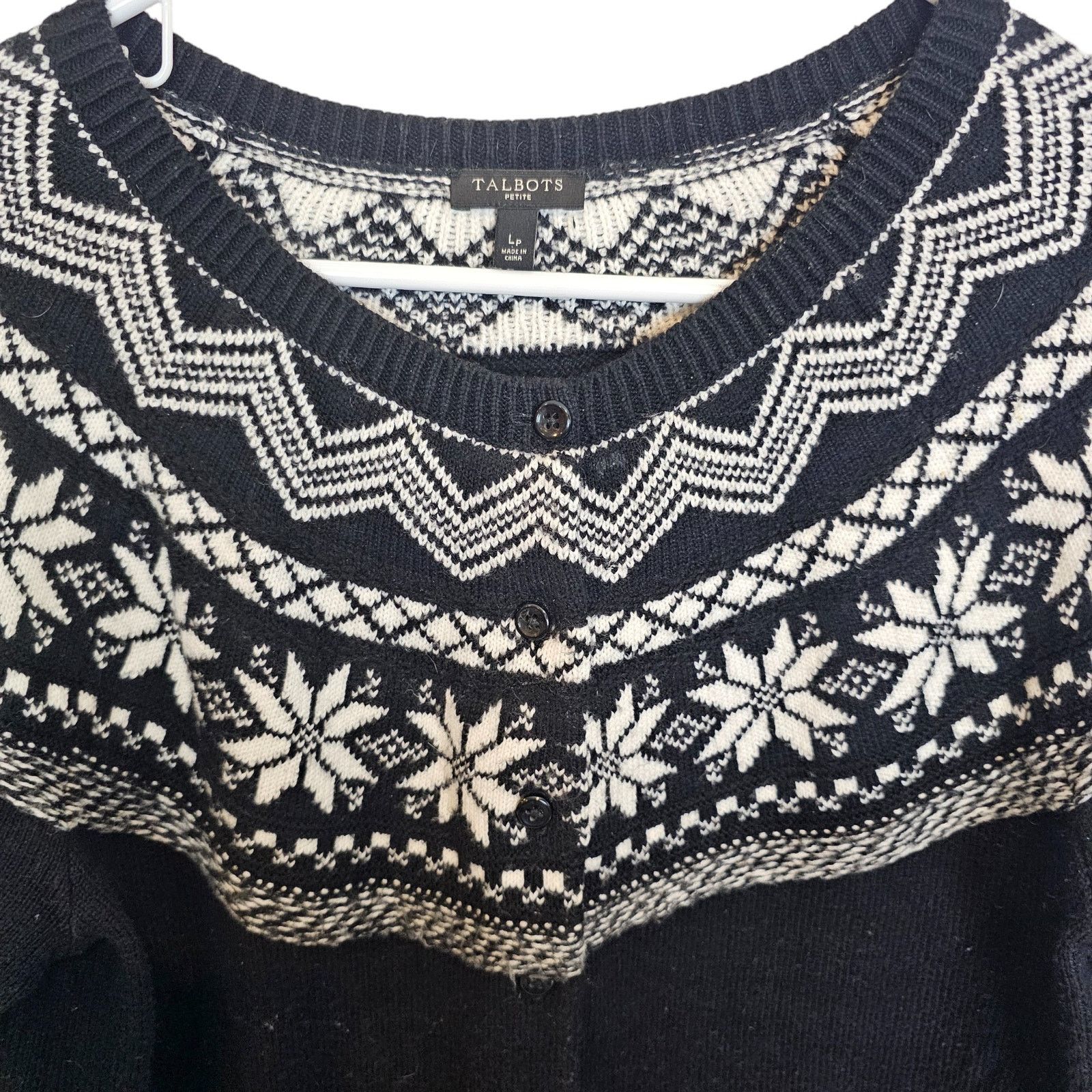 Robert Talbott Talbots Womens Nordic Fair Isle Sweater Sz LP Cabincore Prep Size L / US 10 / IT 46 - 2 Thumbnail