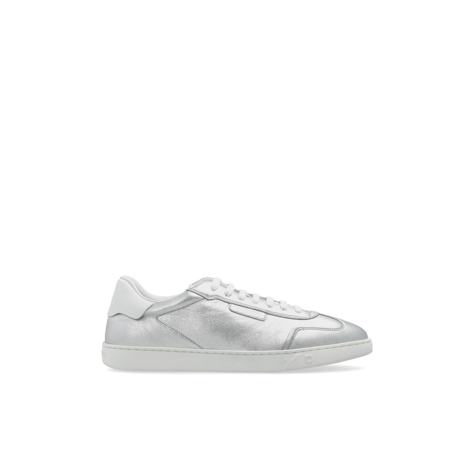 FERRAGAMO Athena Silver Leather Sports Sneakers New & Authen