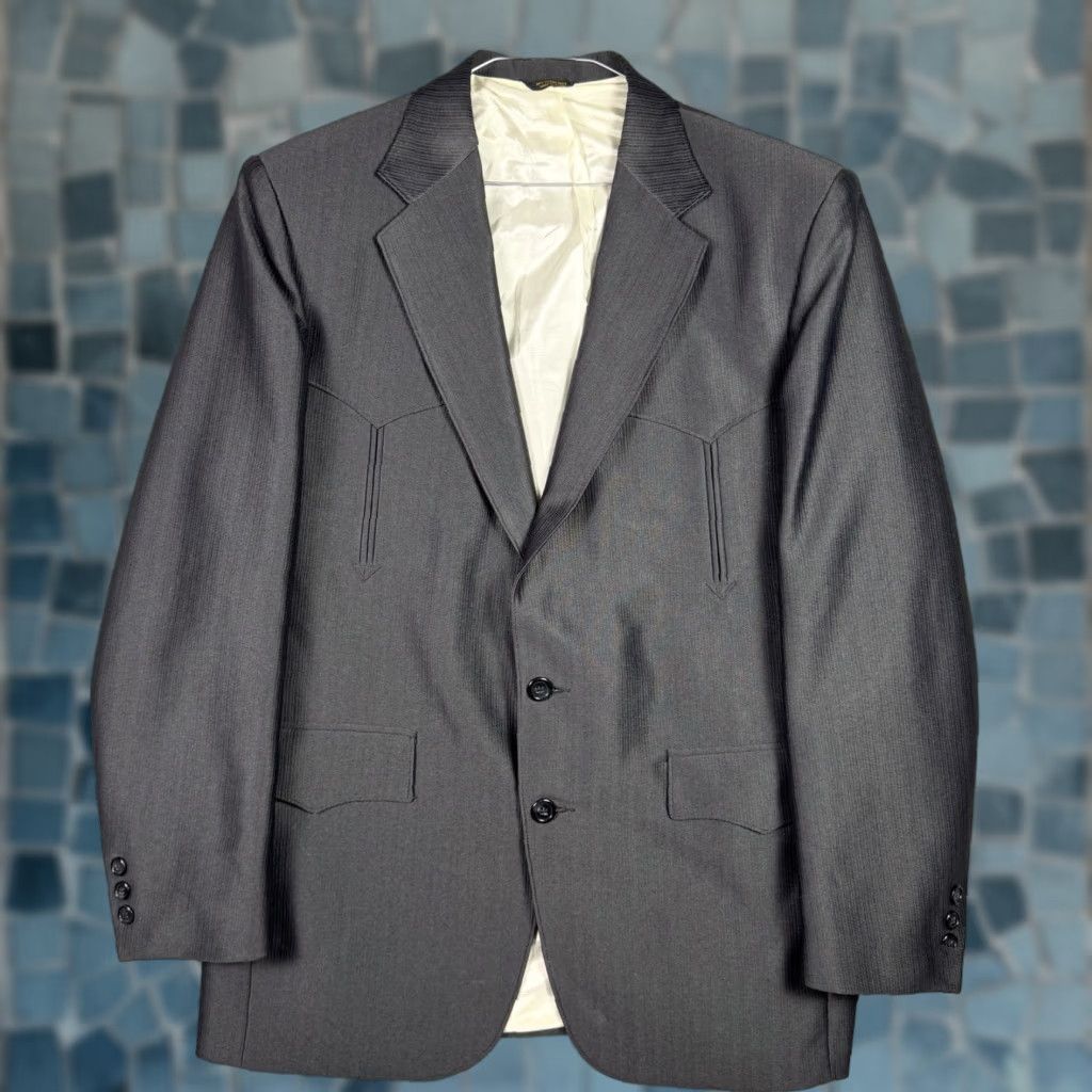 Vintage Pagano West Sport Coat Mens 42R Blazer Jacket Black 1 Piece Vintage USA Dacron Juniors? Size 42R - 1 Thumbnail