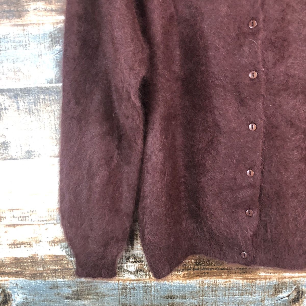 Japanese Brand Candornafi’ore Maroon mohair fur Cardigan Knitwear #A1866 Size M / US 6-8 / IT 42-44 - 7 Thumbnail