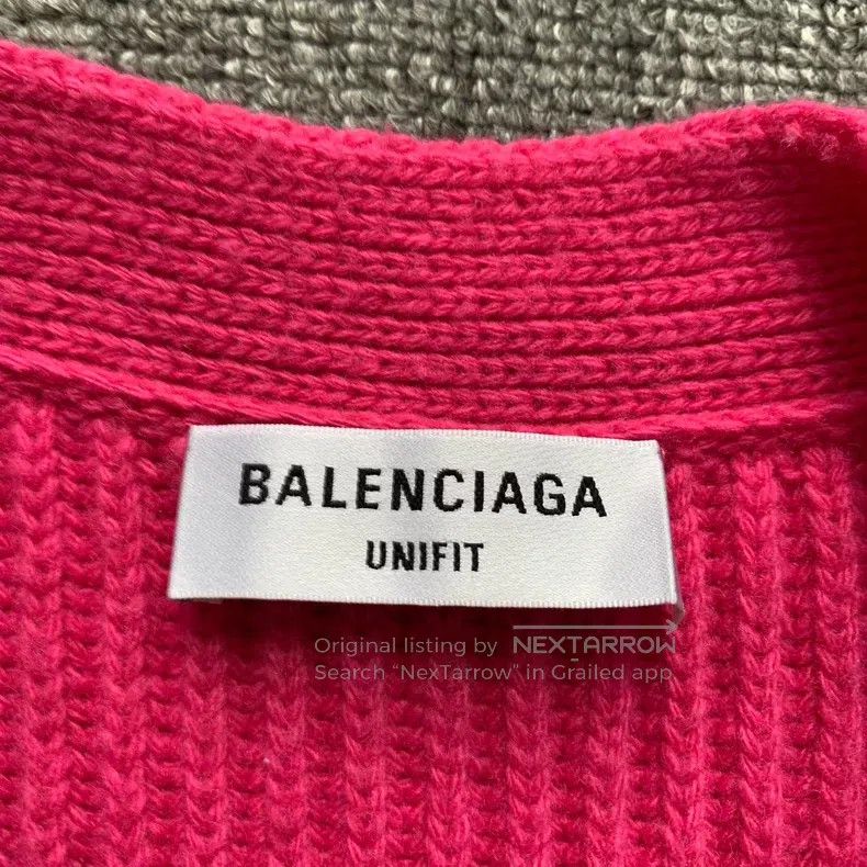Balenciaga Balenciaga Fuchsia V-neck wool knitted cardigan Size M / US 6-8 / IT 42-44 - 3 Thumbnail