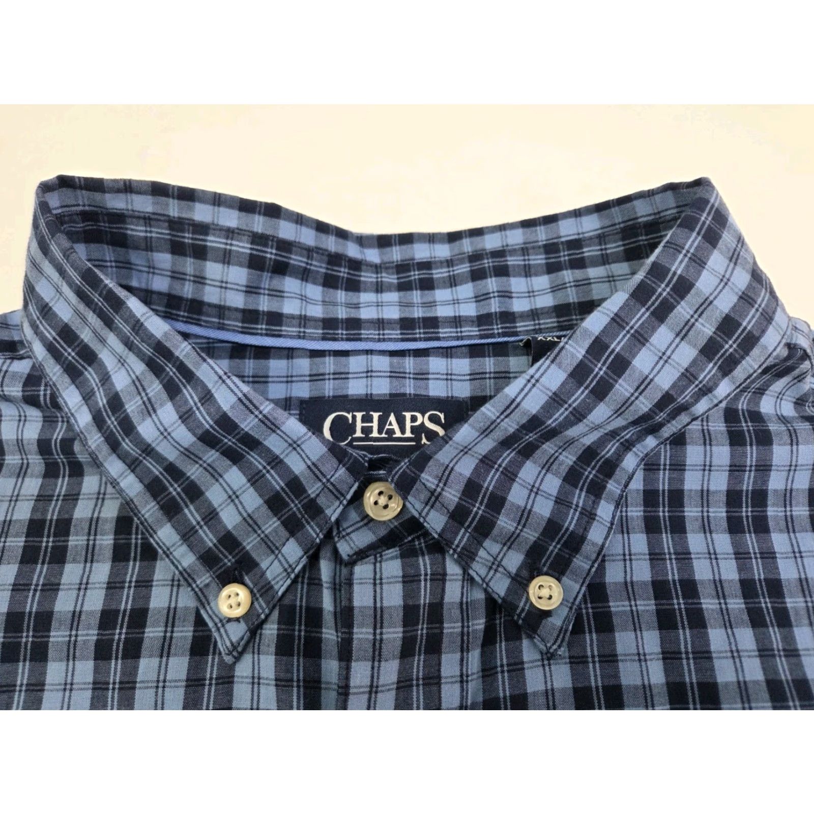 Chaps VINTAGE? No — NWT Chaps Mens Easy Care Long Sleeve Button Up Shirt Blue Plaid 2XL (#7792) Size US XXL / EU 58 / 5 - 2 Thumbnail