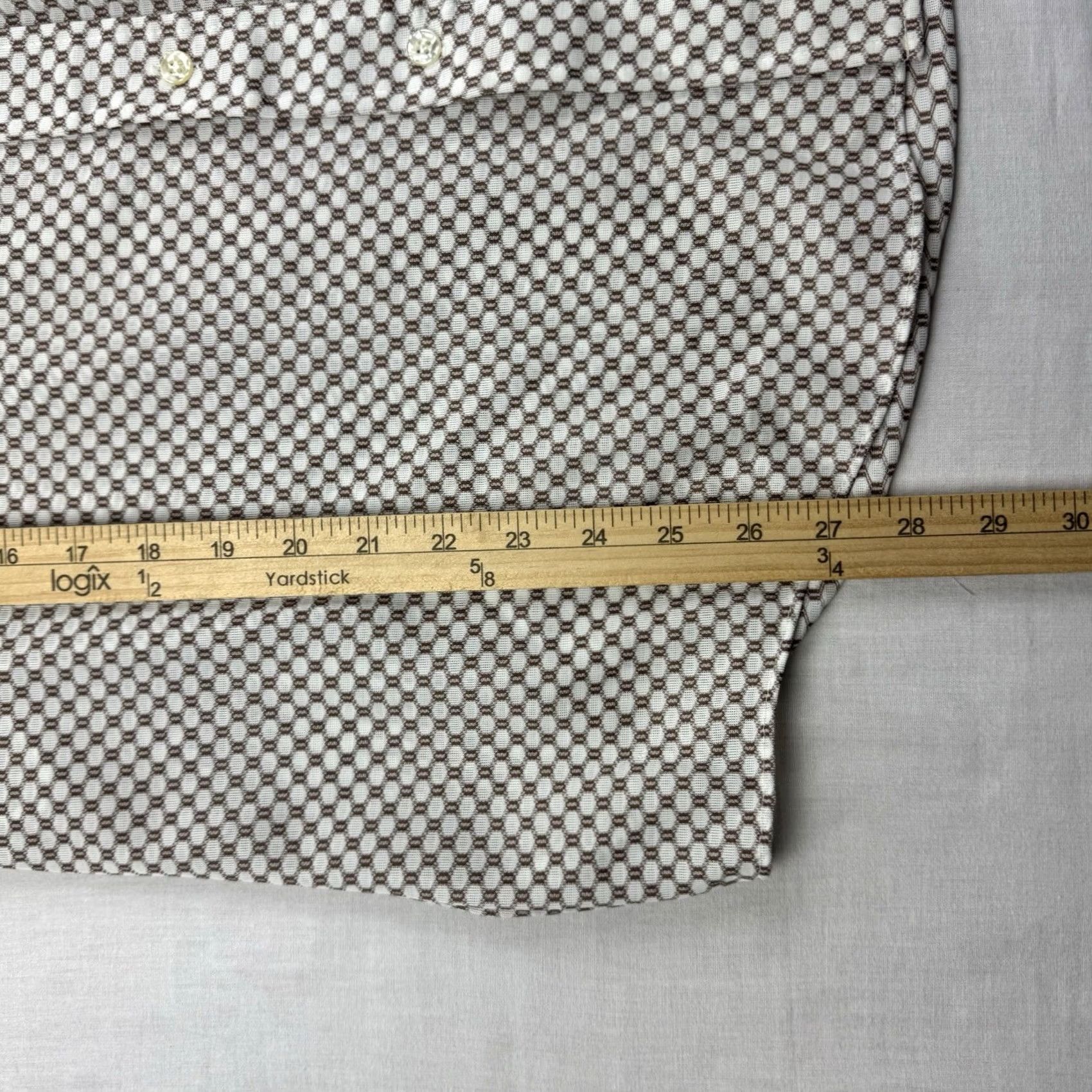 J Brand VINTAGE Oxford Button-Up Shirt Geometric Short Sleeve Adult XL White 70s USA Mens Size US XL / EU 56 / 4 - 6 Thumbnail