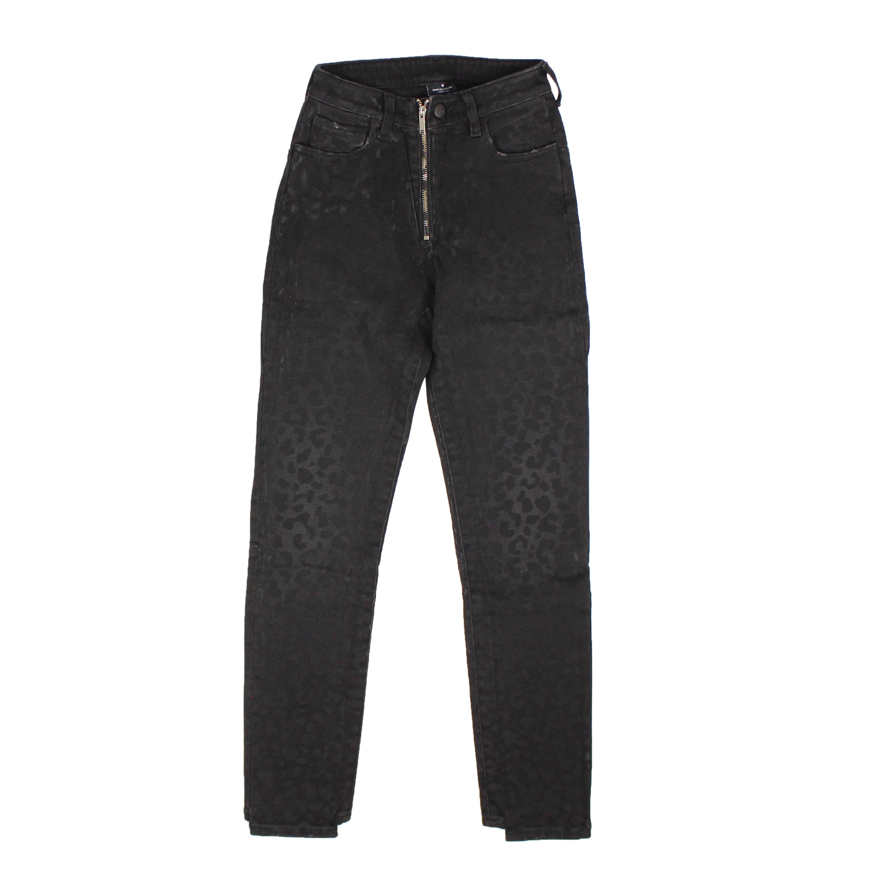 image of Marcelo Burlon Rinse Wash Leopard Biker Jns Size 26, Women's