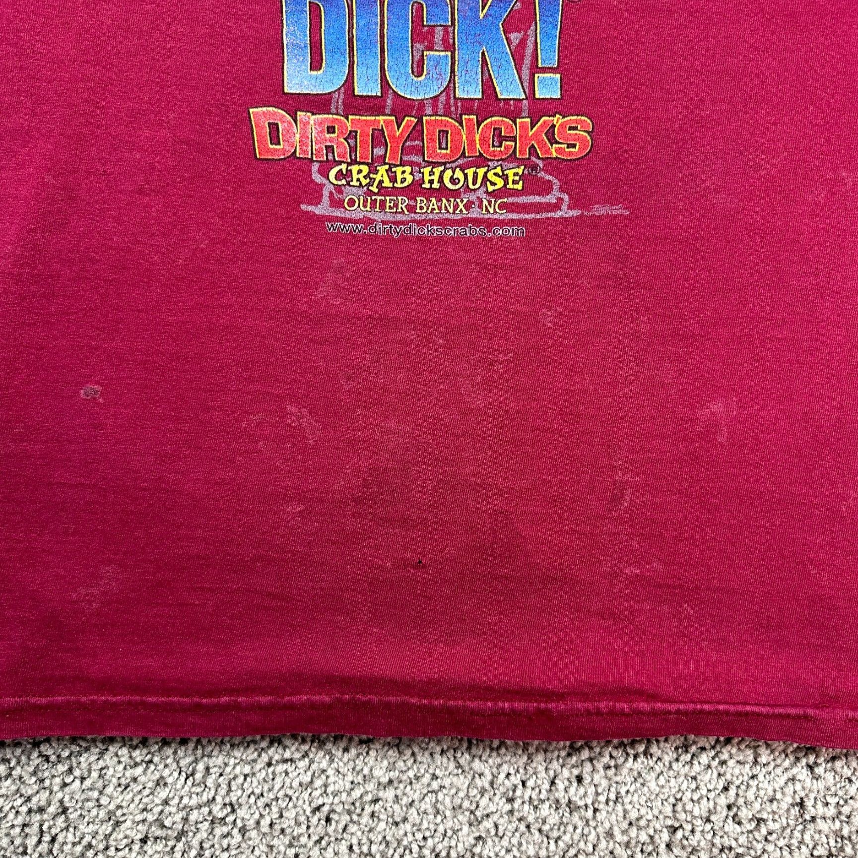 Jerzees JERZEES Shirt Mens Medium Graphic Print Dirty Dicks Crab Shack Dont Know Dick THRASHED FLAW Size US M / EU 48-50 / 2 - 4 Thumbnail