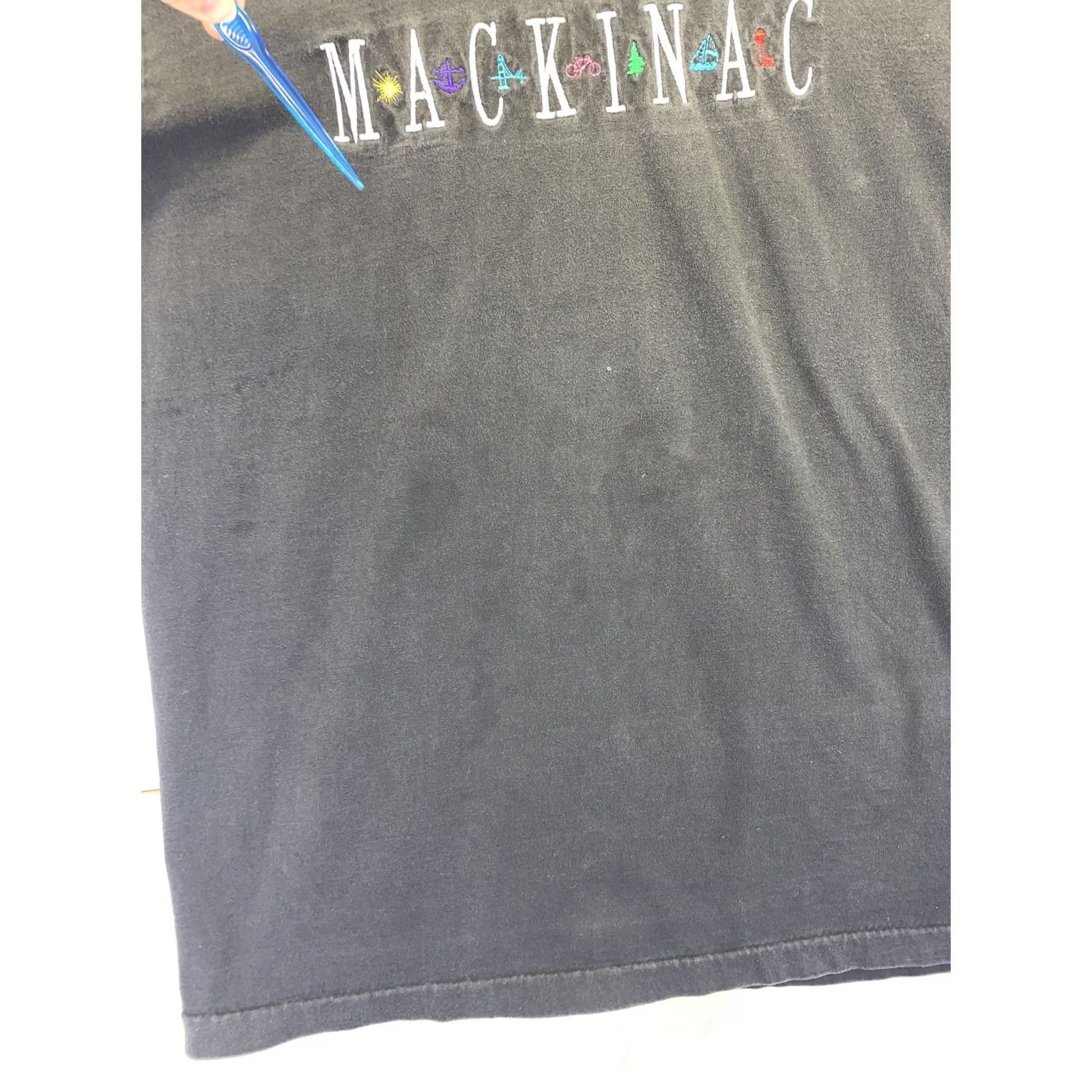 Vintage VINTAGE Time Square Sportswear Embroidered Mackinac Michigan Black T Shirt Adult L Mens/Womens/Unisex Size US L / EU 52-54 / 3 - 4 Thumbnail