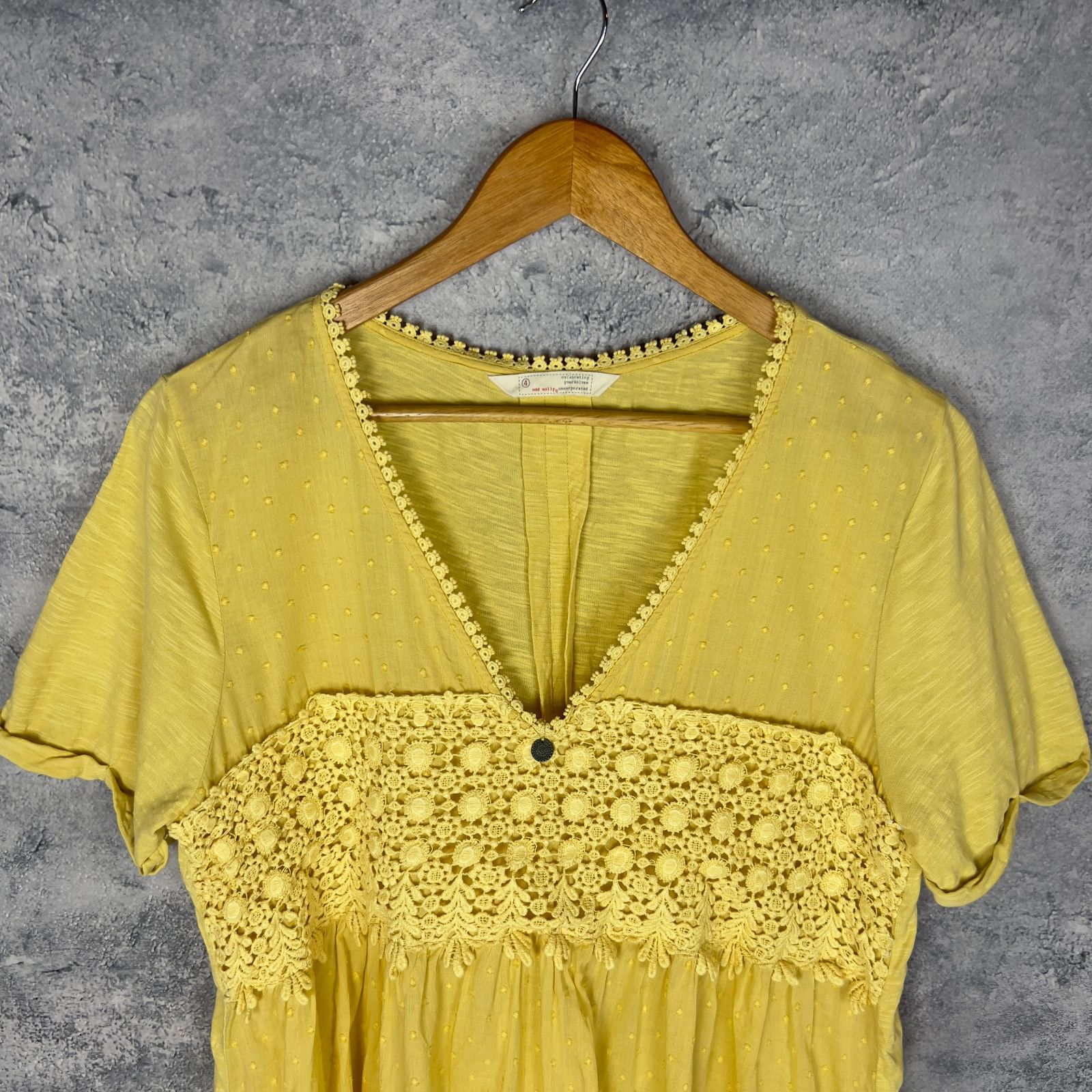Odd Molly Odd Molly Women’s Dress Size 4 Yellow V-Neck Short Sleeve` Size S / US 4 / IT 40 - 2 Thumbnail
