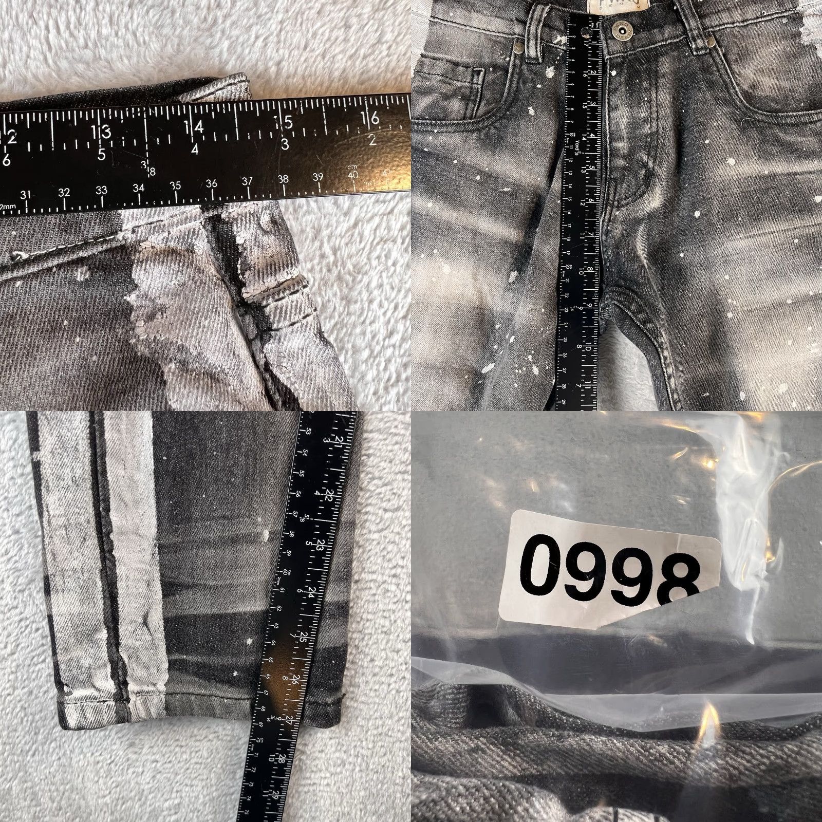 Vintage FWRD Jeans Womens 16 Black White Paint Striped Spot Fade Edgy Rock City Jeans Straight Womens 16 White Rock Spring Summer Winter Fall Size 38" / US 16 / IT 52 - 8 Thumbnail