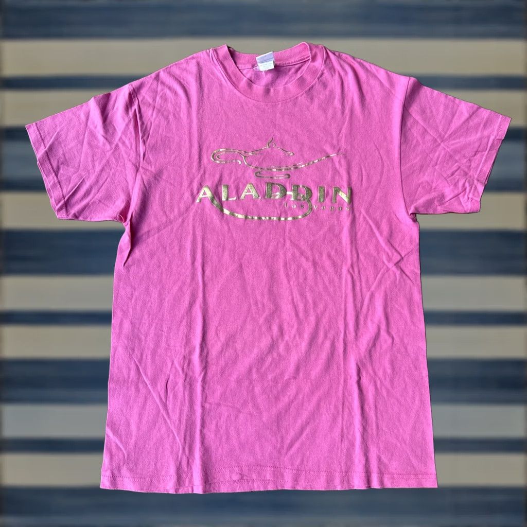 Pinko VINTAGE Aladdin Hotel Casino Las Vegas T-Shirt Pink Large Tee Men 90s Logo Size US L / EU 52-54 / 3 - 1 Thumbnail
