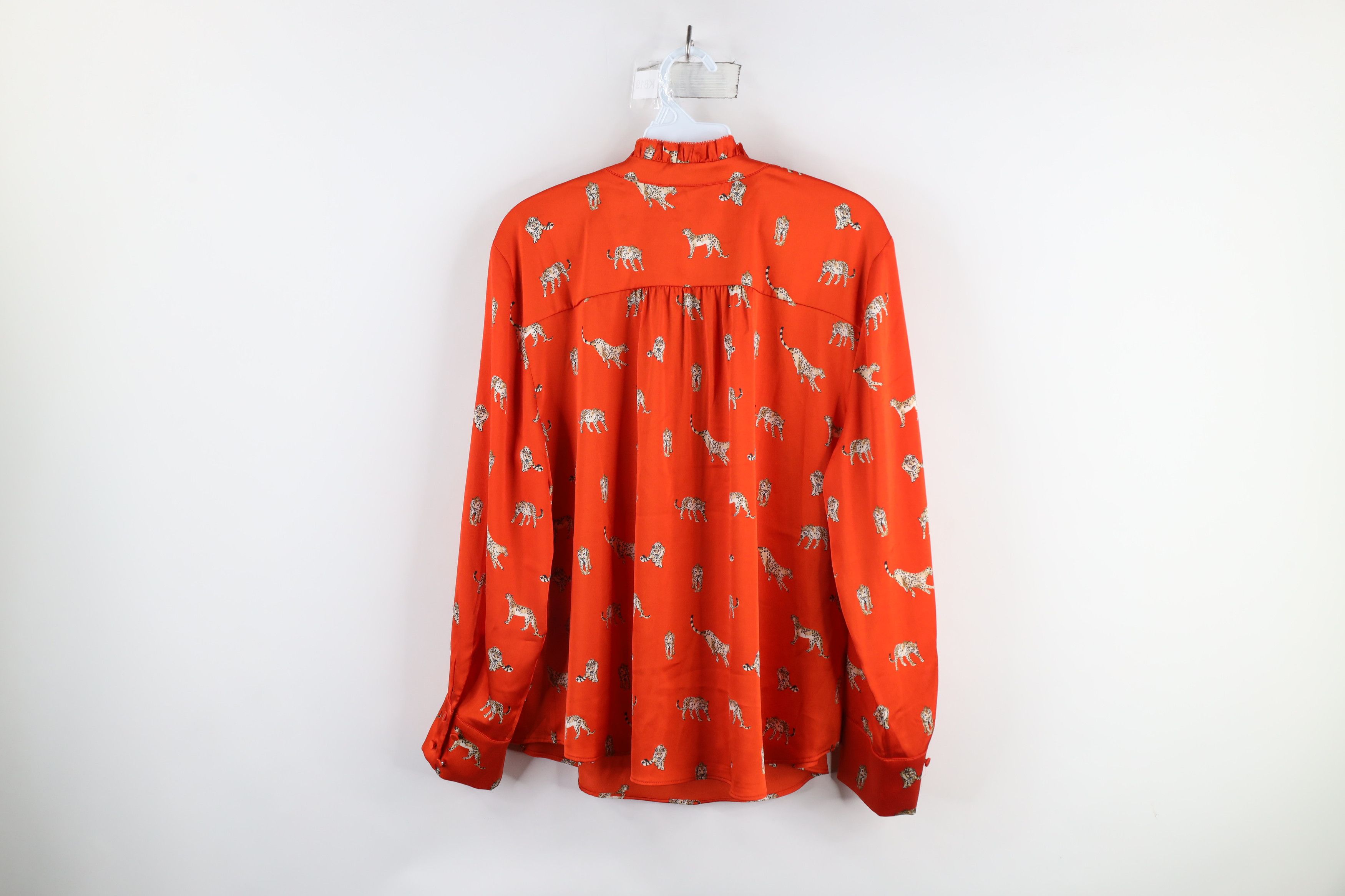 Chicos × Vintage Chicos P Cheetah All Over Print Frilly Collar Blouse Shirt Size XL / US 12-14 / IT 48-50 - 12 Thumbnail