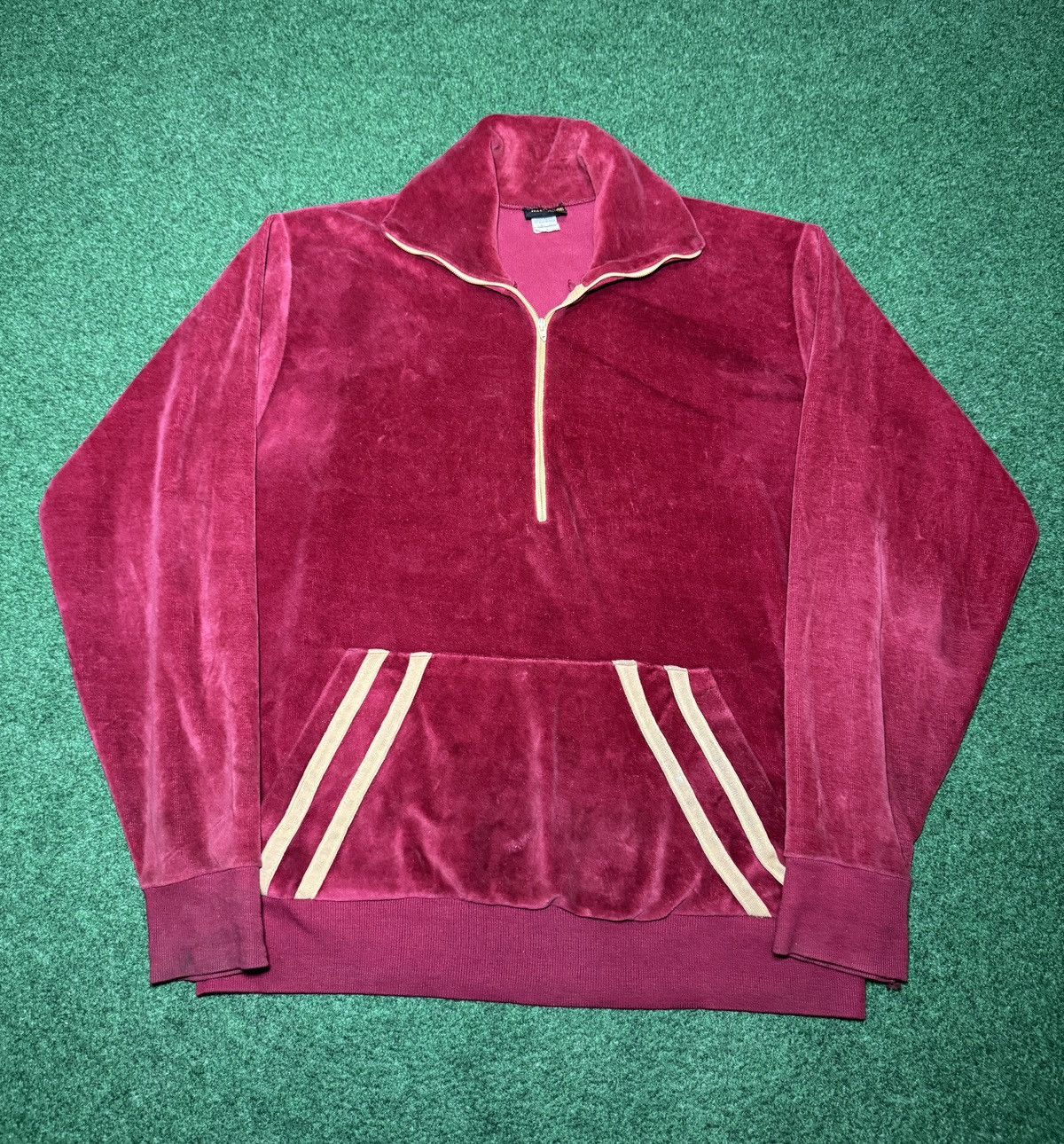 Vintage Vintage Velour 1/4 1/2 Zip Red 70s Large Talon Sweatshirt Size US L / EU 52-54 / 3 - 1 Thumbnail