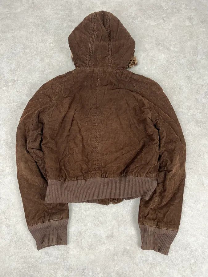 Dolce & Gabbana 2000s Dolce & Gabbana Brown Corduroy Fur Hooded Bomber Jacket Size US XS / EU 42 / 0 - 7 Thumbnail