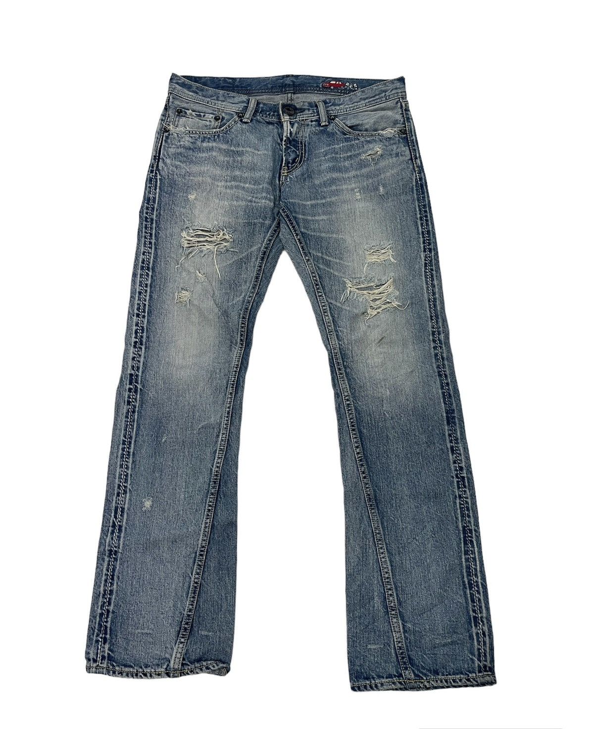 image of Rodeo Crowns Distressed Jeans in Blue, Women's (Size 32)