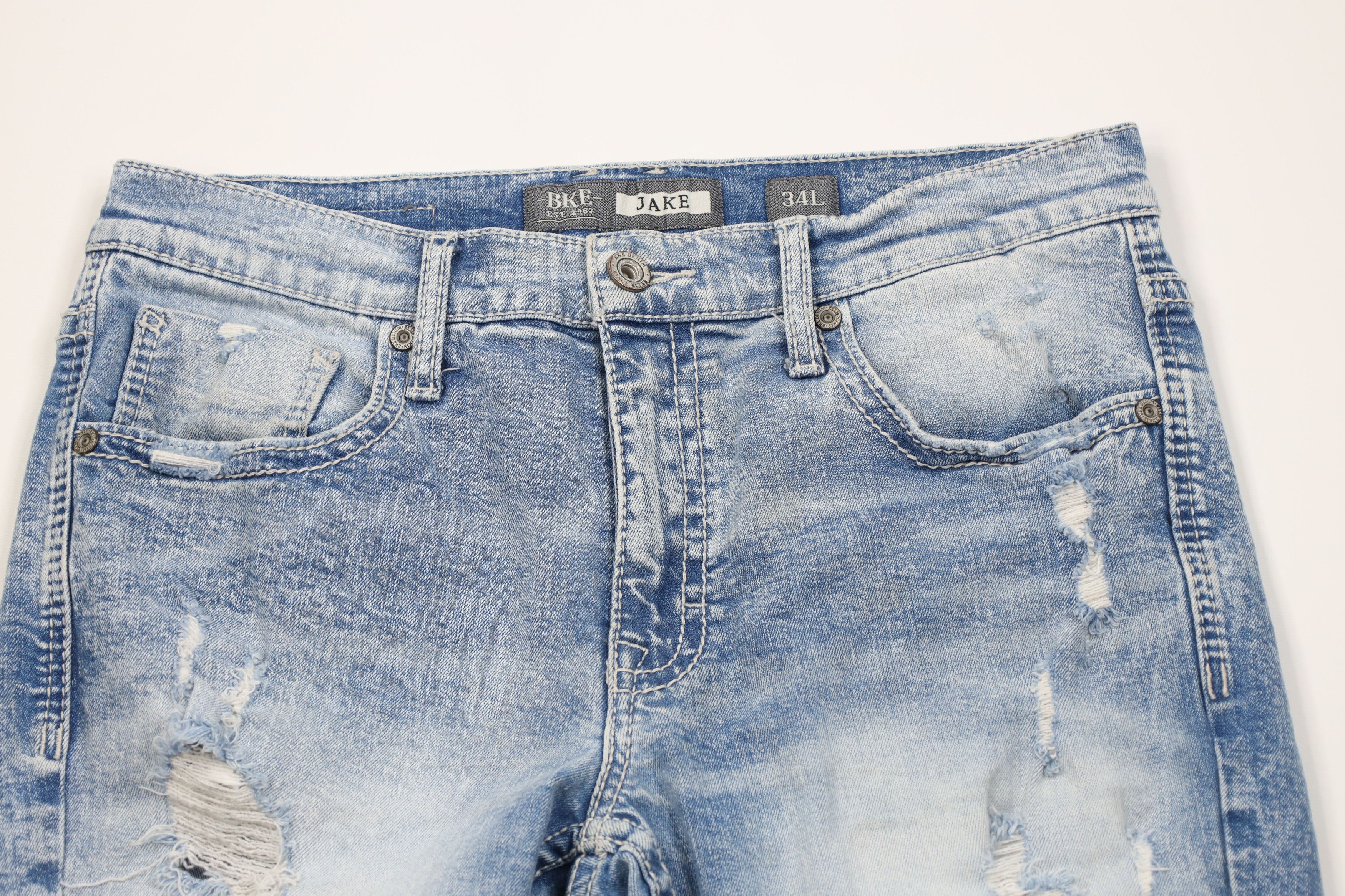 Vintage Buckle BKE Acid Wash Jake Straight Leg Denim Jeans Blue Size US 34 / EU 50 - 2 Thumbnail