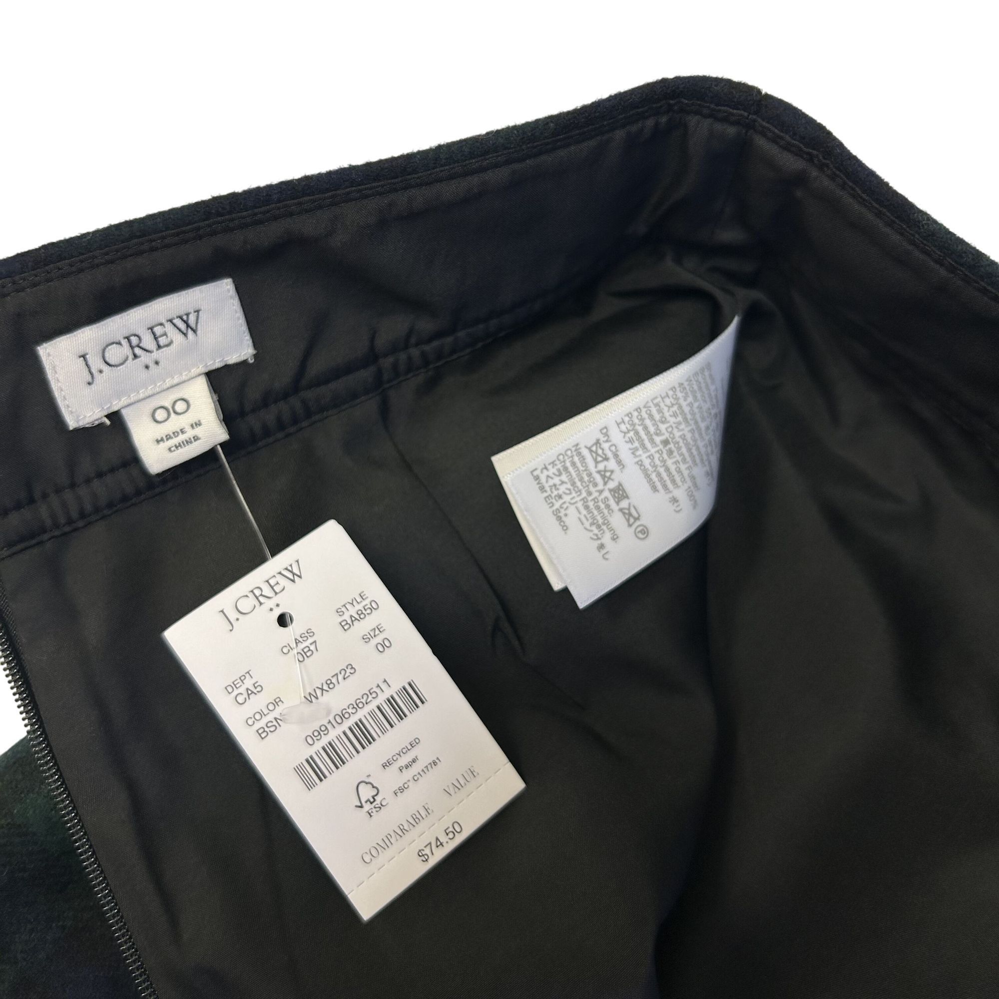 J.Crew NWT New J Crew BLACKWATCH Wool TWEED Plaid Tartan Mini Skirt Size 24" / US 00 / IT 34 - 5 Thumbnail