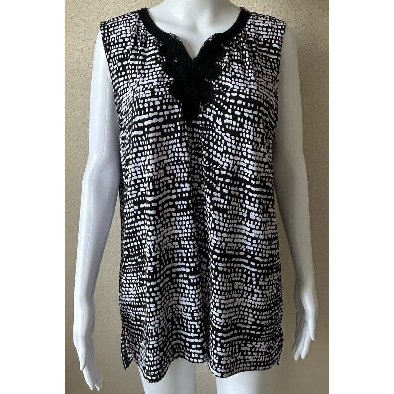 Other Liz Claiborne | Black Polka Dots Sleeveless Top | Large Size L / US 10 / IT 46 - 1 Thumbnail