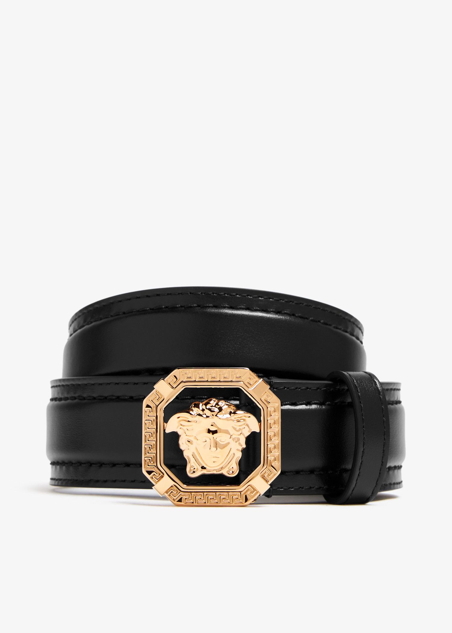 o1s22i1n0125 Size: 95 / Leather Medusa Belt in Black