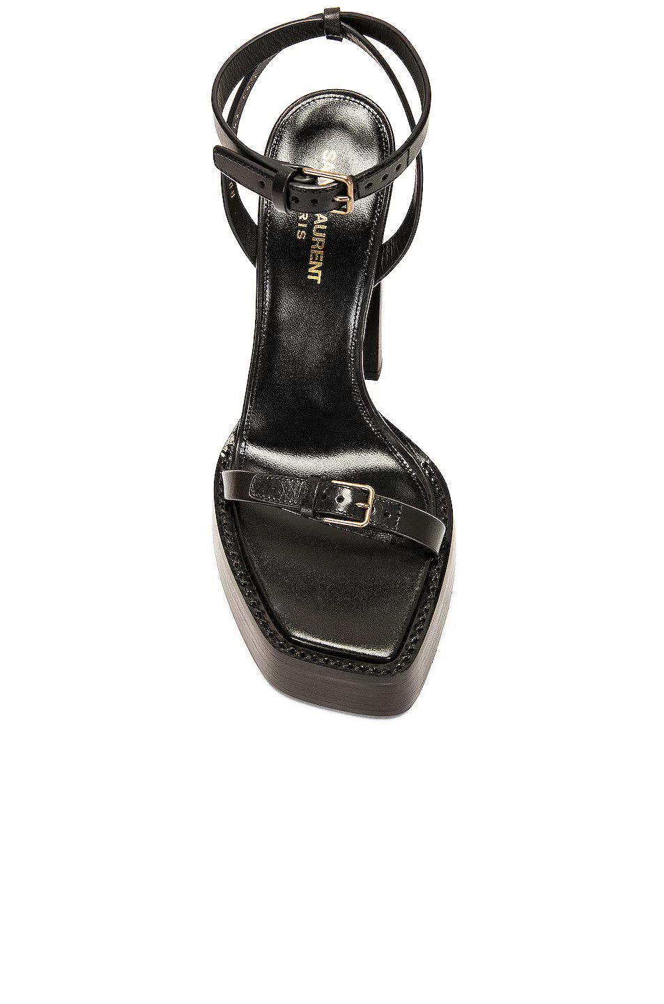 Saint Laurent Paris o1bcso1str1124 Platz Platform Sandals in Nero Size US 7 / IT 37 - 4 Thumbnail