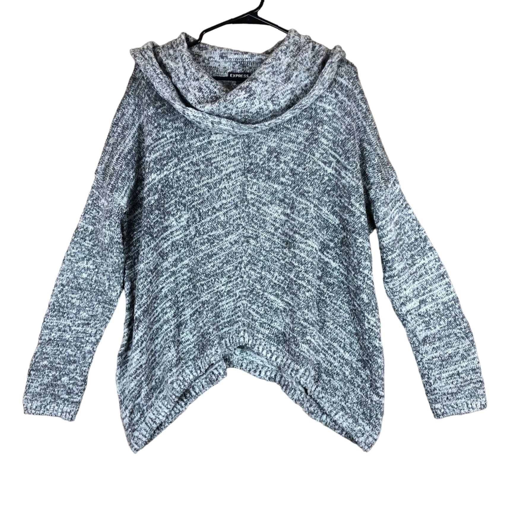 Express Express Womens Sweater Gray Mohair Wool Blend Cowl Neck Asymmetrical Hem M/L Size M / US 6-8 / IT 42-44 - 2 Thumbnail