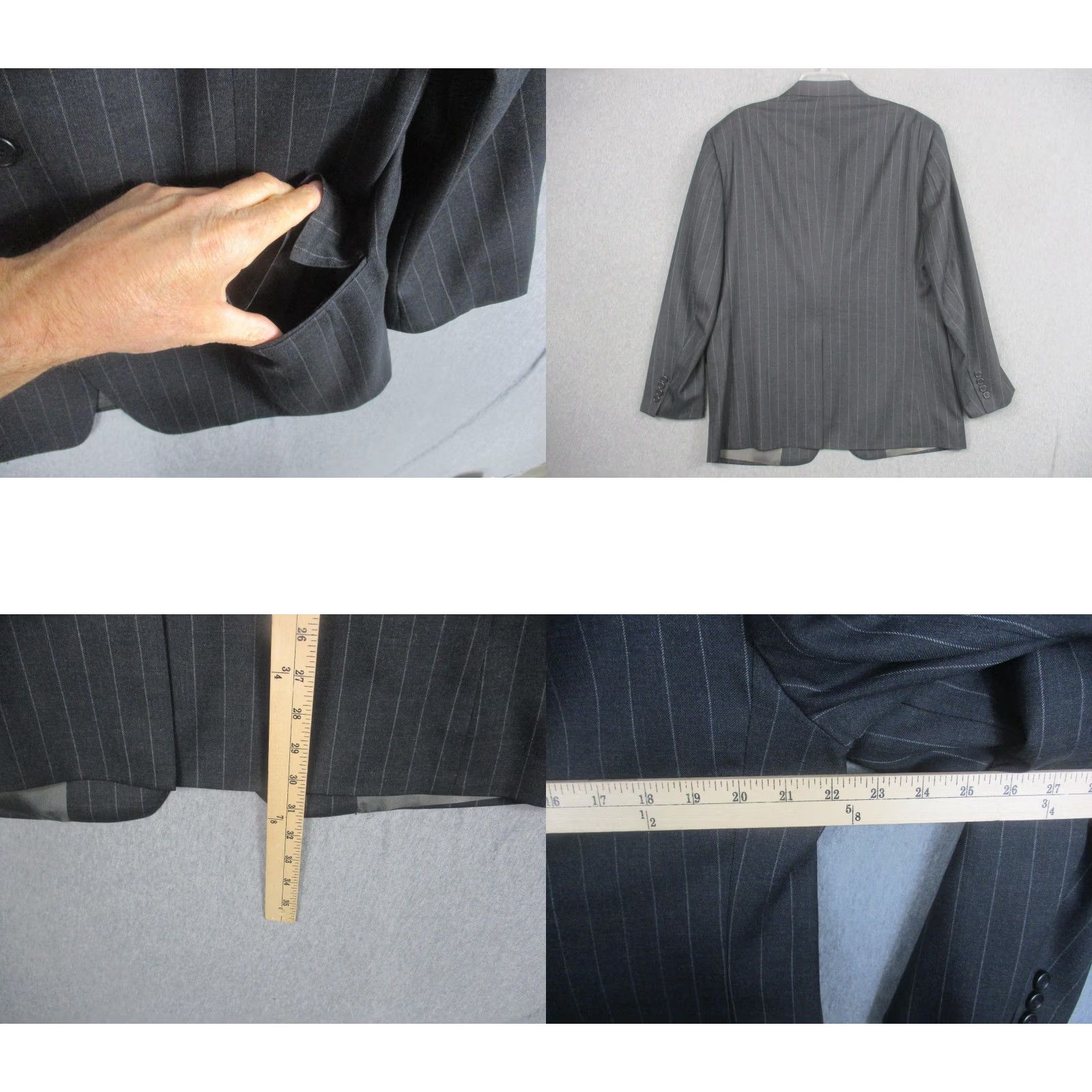 Polo Ralph Lauren Polo by Ralph Lauren Suit Jacket Men's Gray Pinstripe Wool 2-Button Notch Lapel Large 44 Regular Size US XXL / EU 58 / 5 - 9 Thumbnail