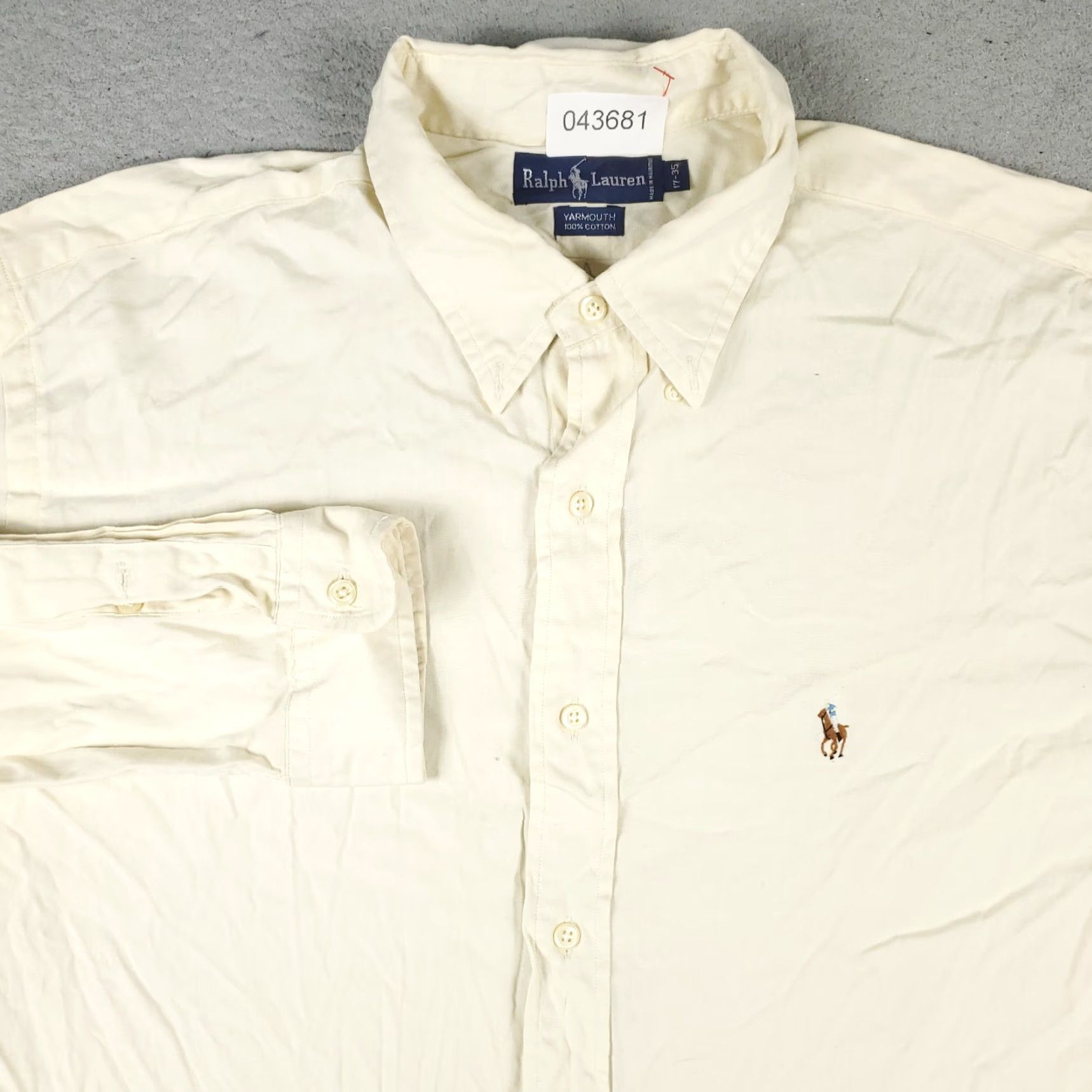 Ralph Lauren Ralph Lauren Dress Shirt Mens 17 Yellow Long Sleeve Button-Down Regular Fit Size 46R - 2 Thumbnail