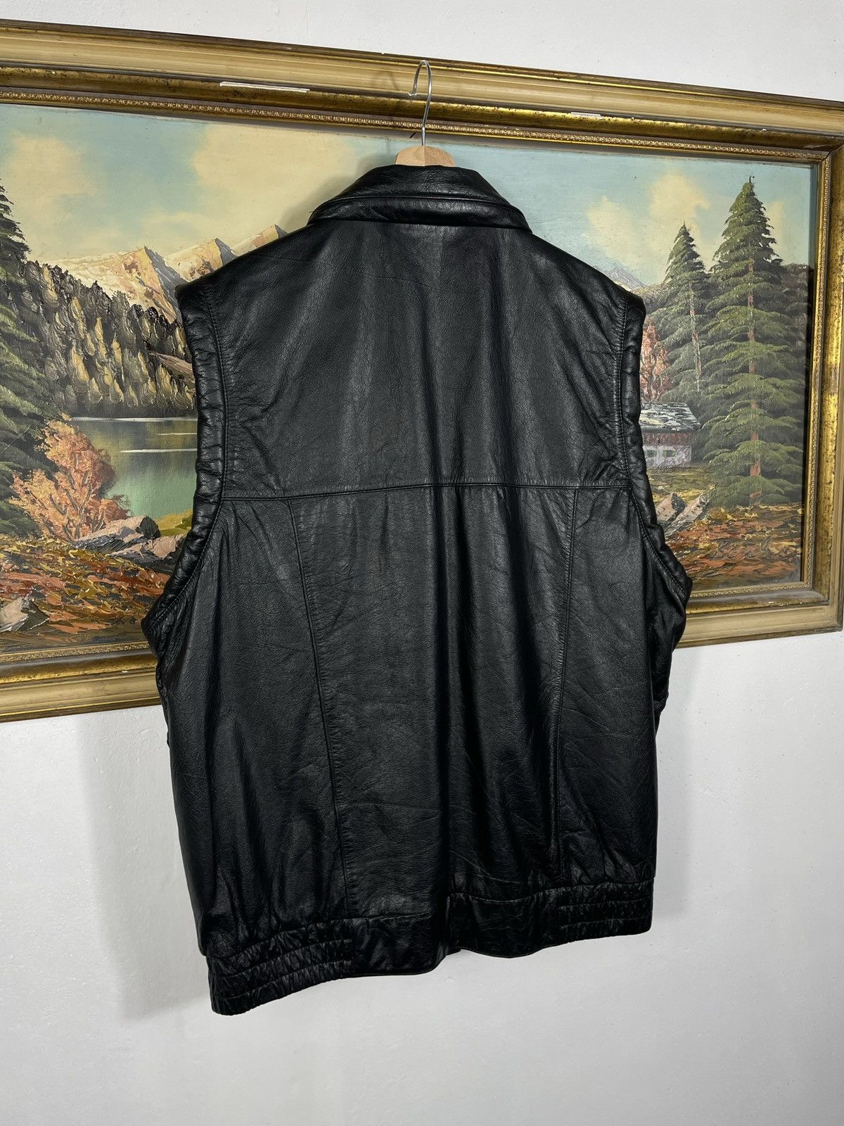 Vintage Black Retro 90s Genuine Real Leater Vest Punk Rock Motocycle Size US XL / EU 56 / 4 - 9 Thumbnail