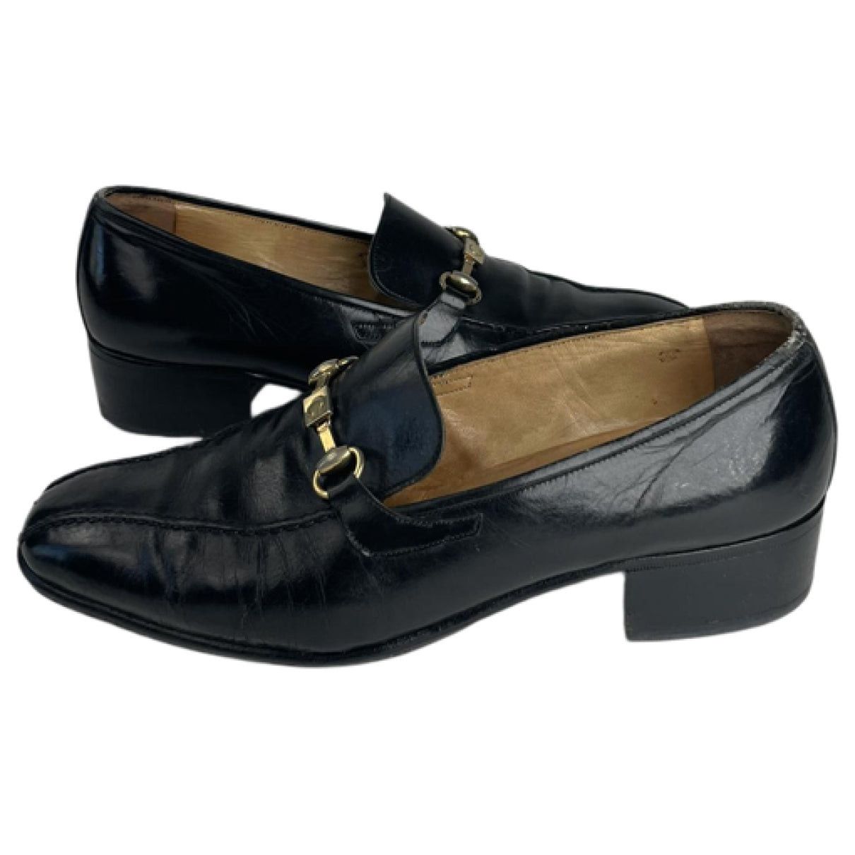Triomphe Black Leather Flat