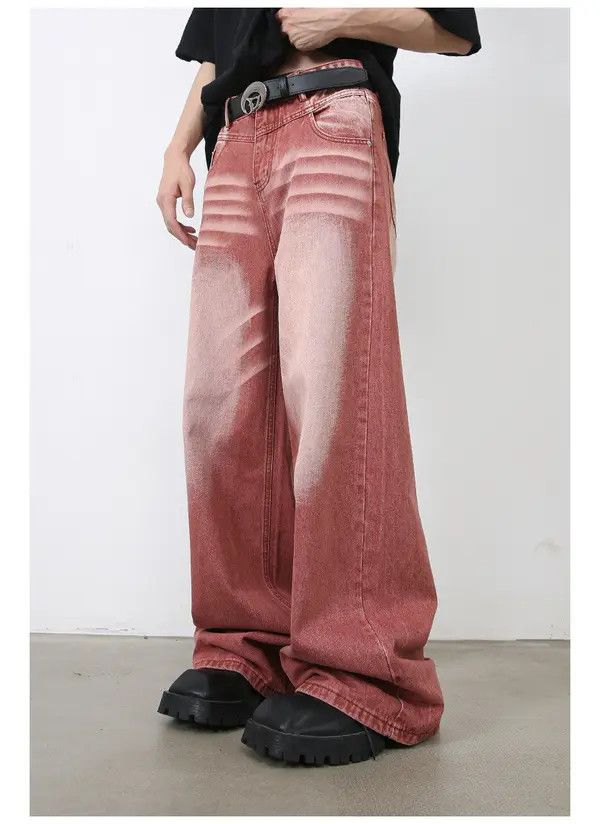 VIBE American high street vintage washed red jeans Size US 32 / EU 48 - 5 Thumbnail