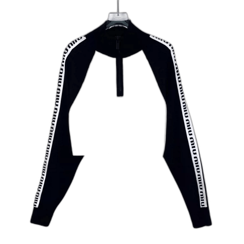 Prada MiuMiu Colorblock Logo HalfZip Long Sleeve Knit -2505 Size US M / EU 48-50 / 2 - 1 Thumbnail