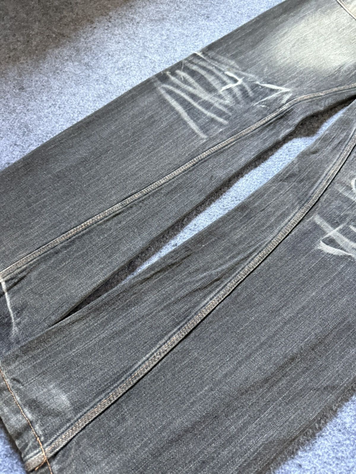 If Six Was Nine Double Focus Japan Asymmetrical Double Waist Flared Jeans Size US 30 / EU 46 - 20 Thumbnail