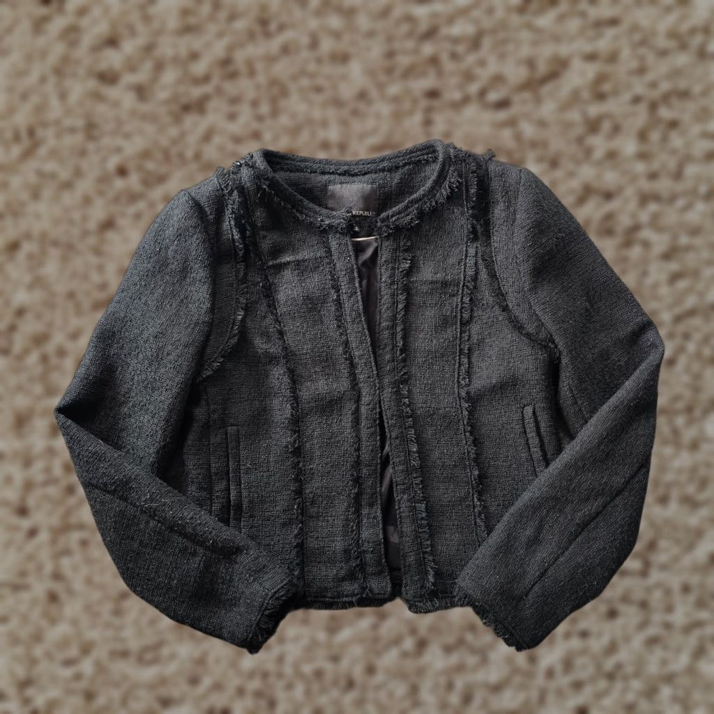 Banana Republic Banana Republic Jacket Womens Size 4 Black Tweed Raw Hem Capsule Career Neutral Size S / US 4 / IT 40 - 1 Thumbnail