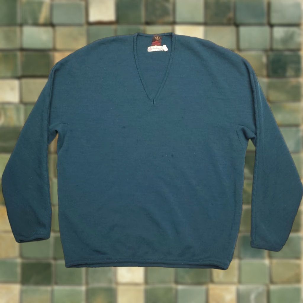 Vintage VINTAGE True Vintage Sweater Mens L Green Pure Virgin Wool Preppy V-neck The Hall Tree Shirt Mens L Green Wool Pullover Knit Pockets 90s Grunge Retro Size US L / EU 52-54 / 3 - 1 Thumbnail
