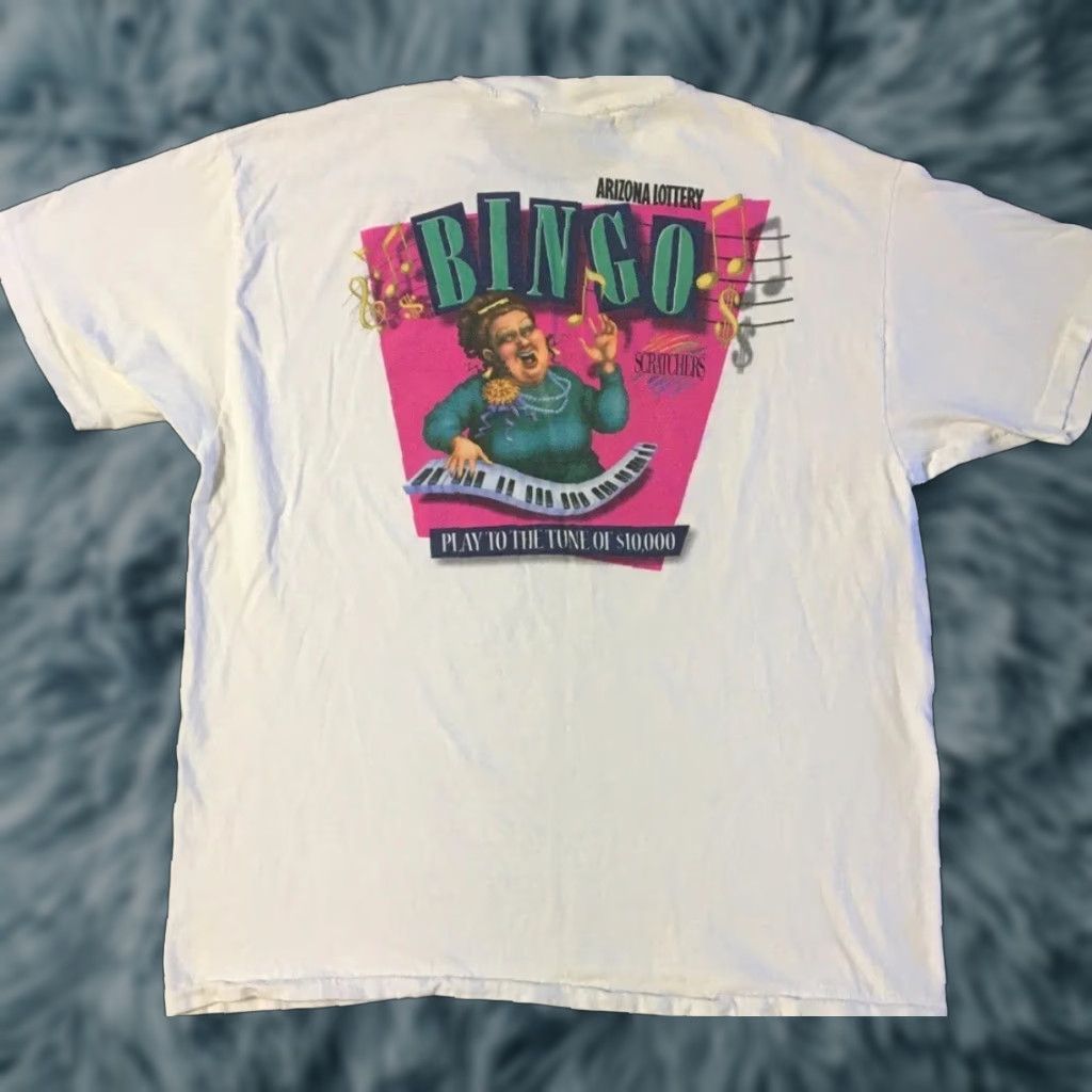 Vintage VINTAGE Arizona Lottery Bingo Scratcher Shirt XL White USA Money Gambling Funny Grunge 90s Size US XL / EU 56 / 4 - 1 Thumbnail