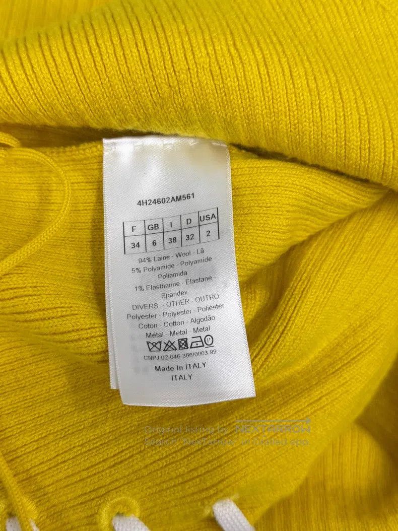 Dior Dior Yellow V-neck tie-up knitted dress Size XXS / US 00 / IT 34 - 5 Thumbnail