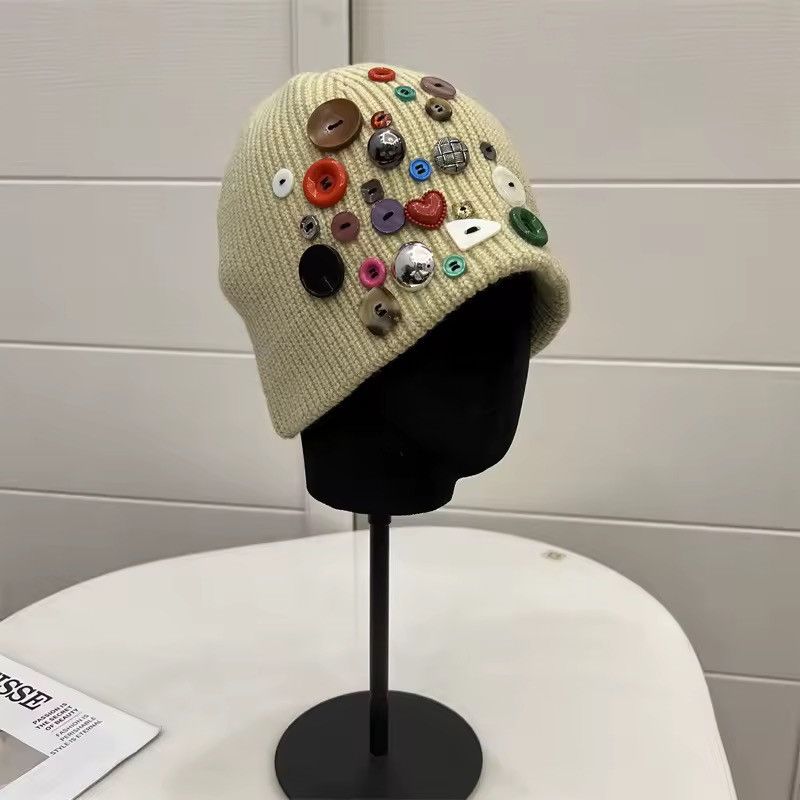 Japanese Brand Custom Handmade Japanese Style Knit Beige Hat Beanie Size ONE SIZE - 1 Thumbnail