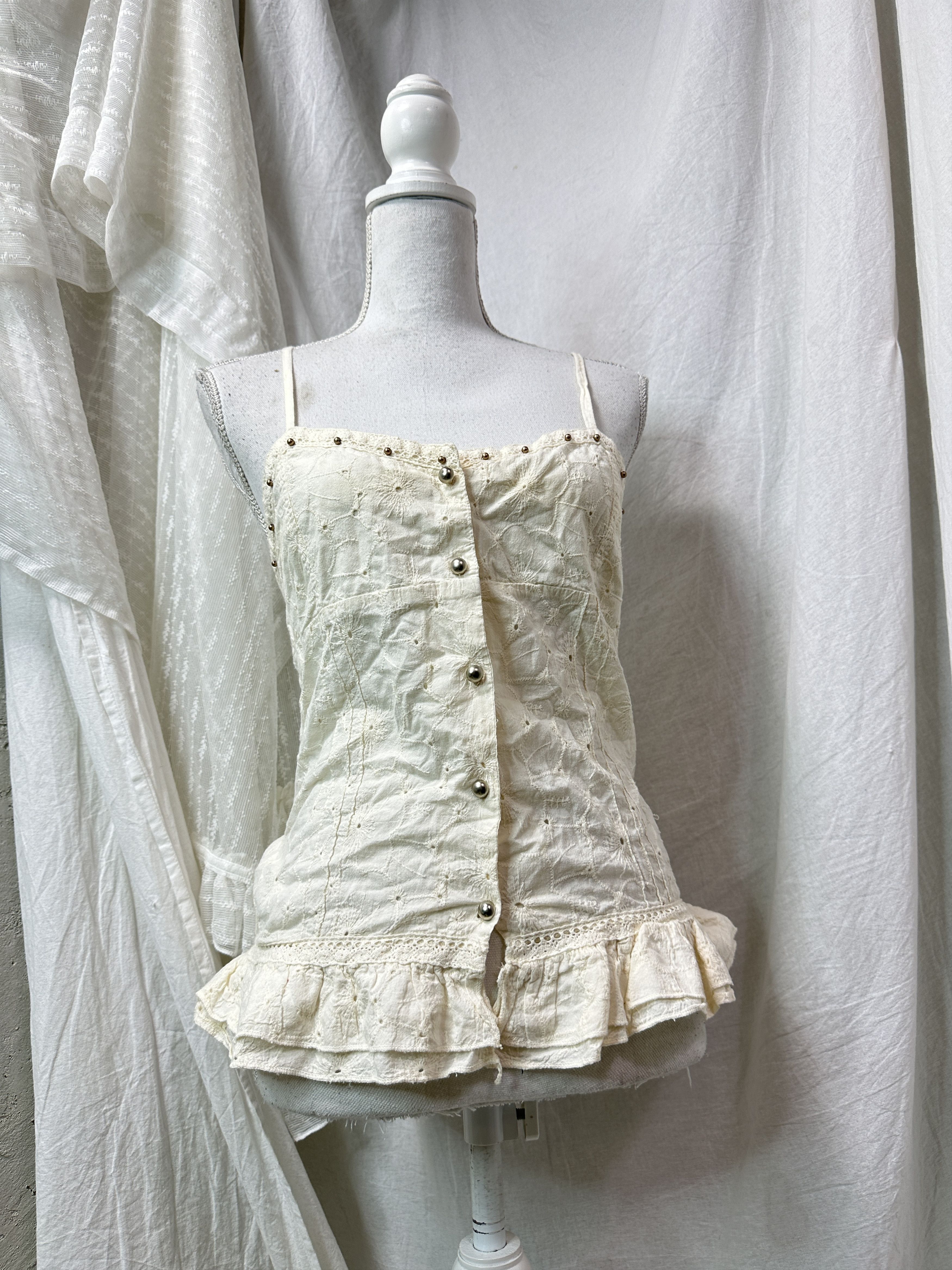 Vintage Vintage Buttoned Lace Cottage Core Top Y2K Size S / US 4 / IT 40 - 1 Thumbnail